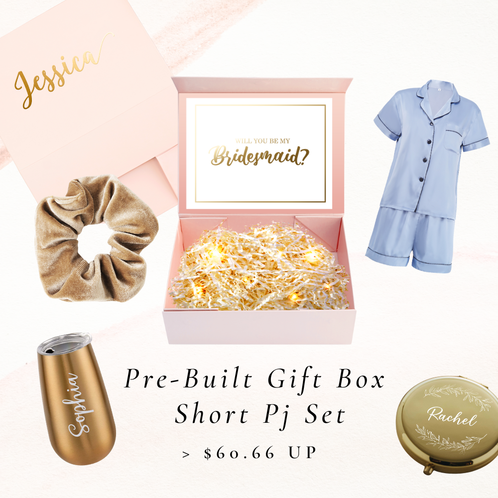 Getting Ready Glam Box - Satin Short Pajamas Set