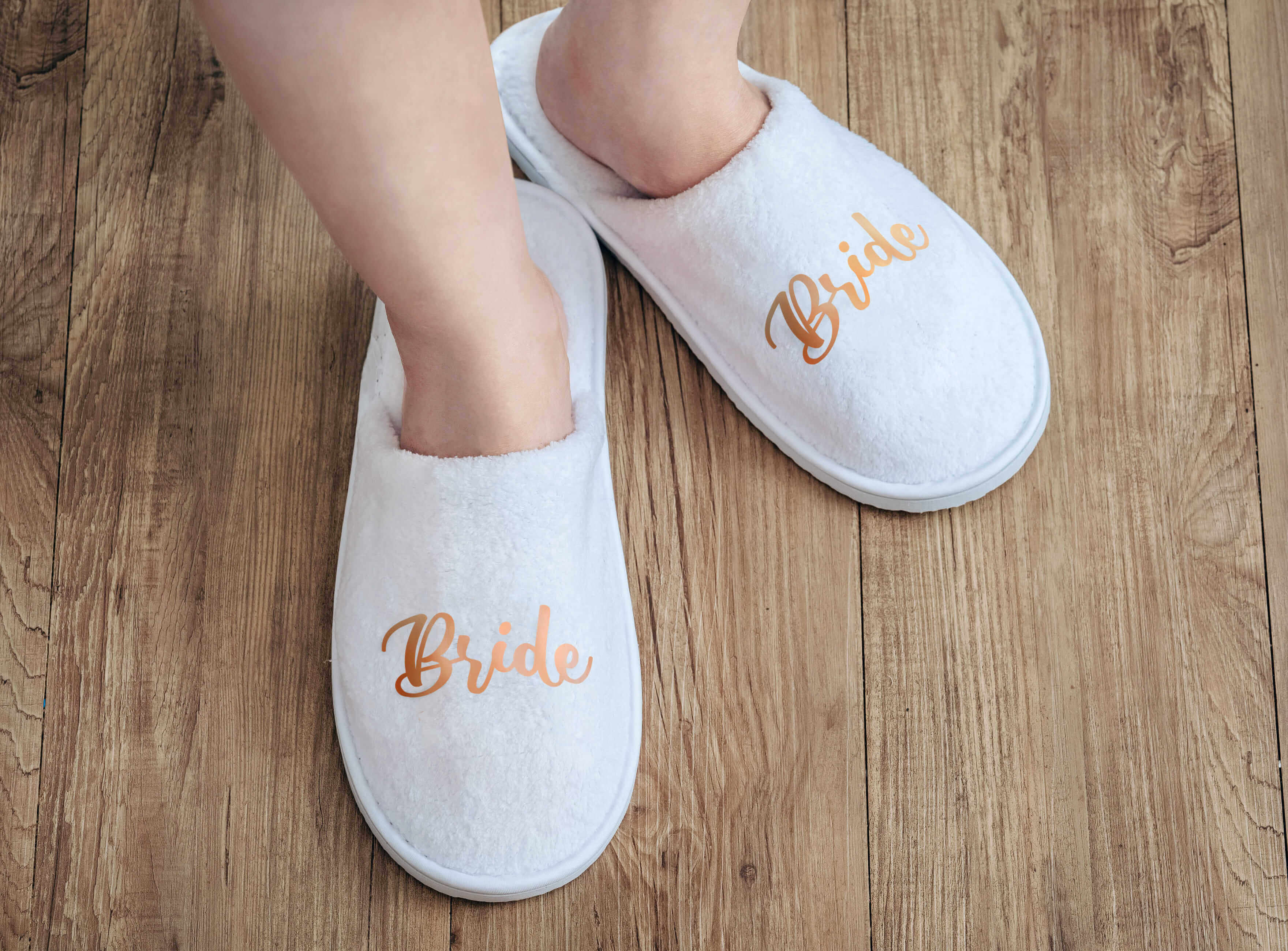 Personalized Slipper with custom bride monogram. The best bridal party slippers for bridesmaids, flower girl, bride and more.