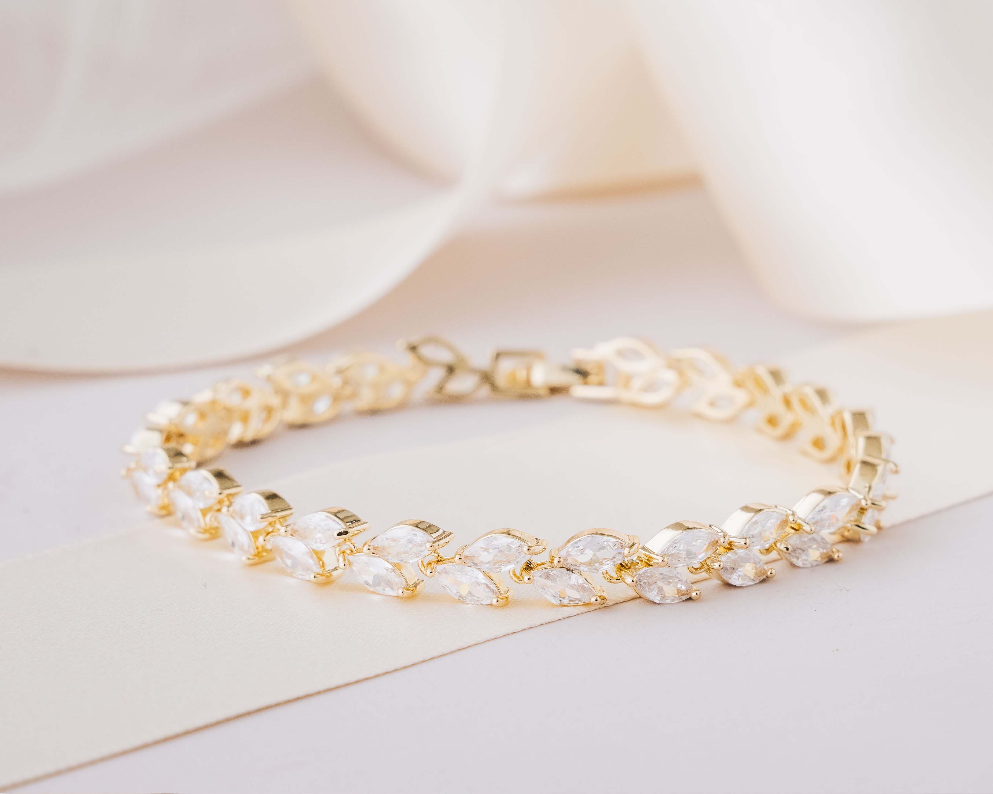 Non-Adjustable Crystal Wedding Bracelet in Silver/Gold/Rose Gold
