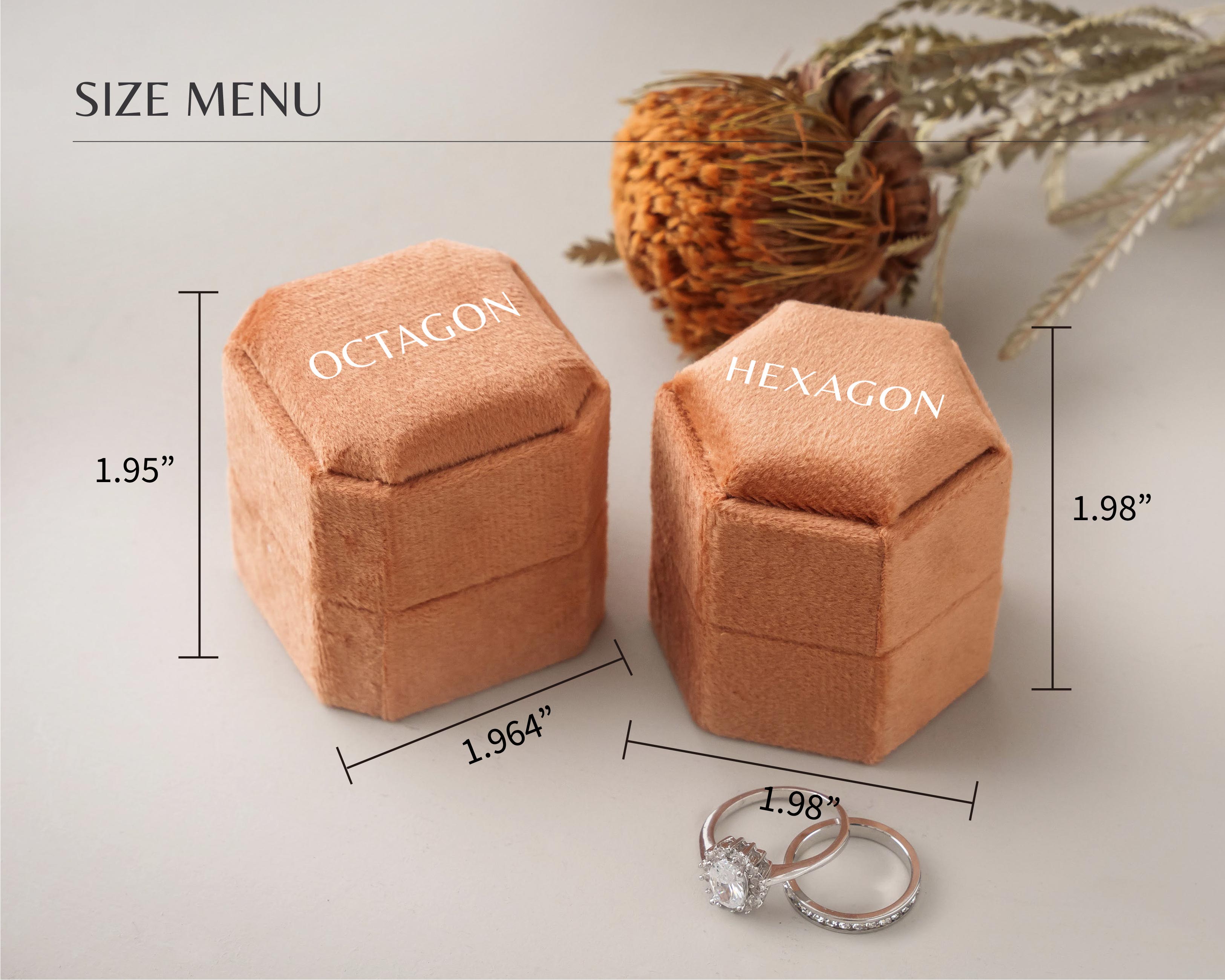 Vintage Hexagon Velvet Ring Box
