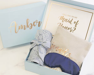 Maid of Honor Proposal Box in Dusty Blue