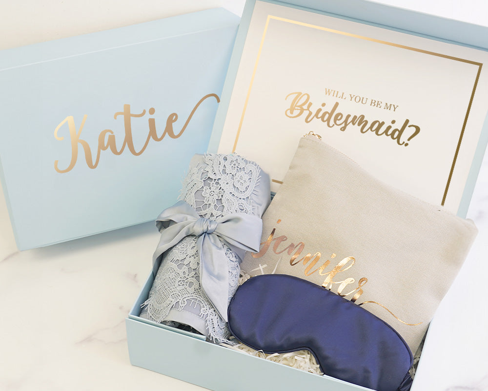 Bridesmaid Proposal Box in Dusty Blue
