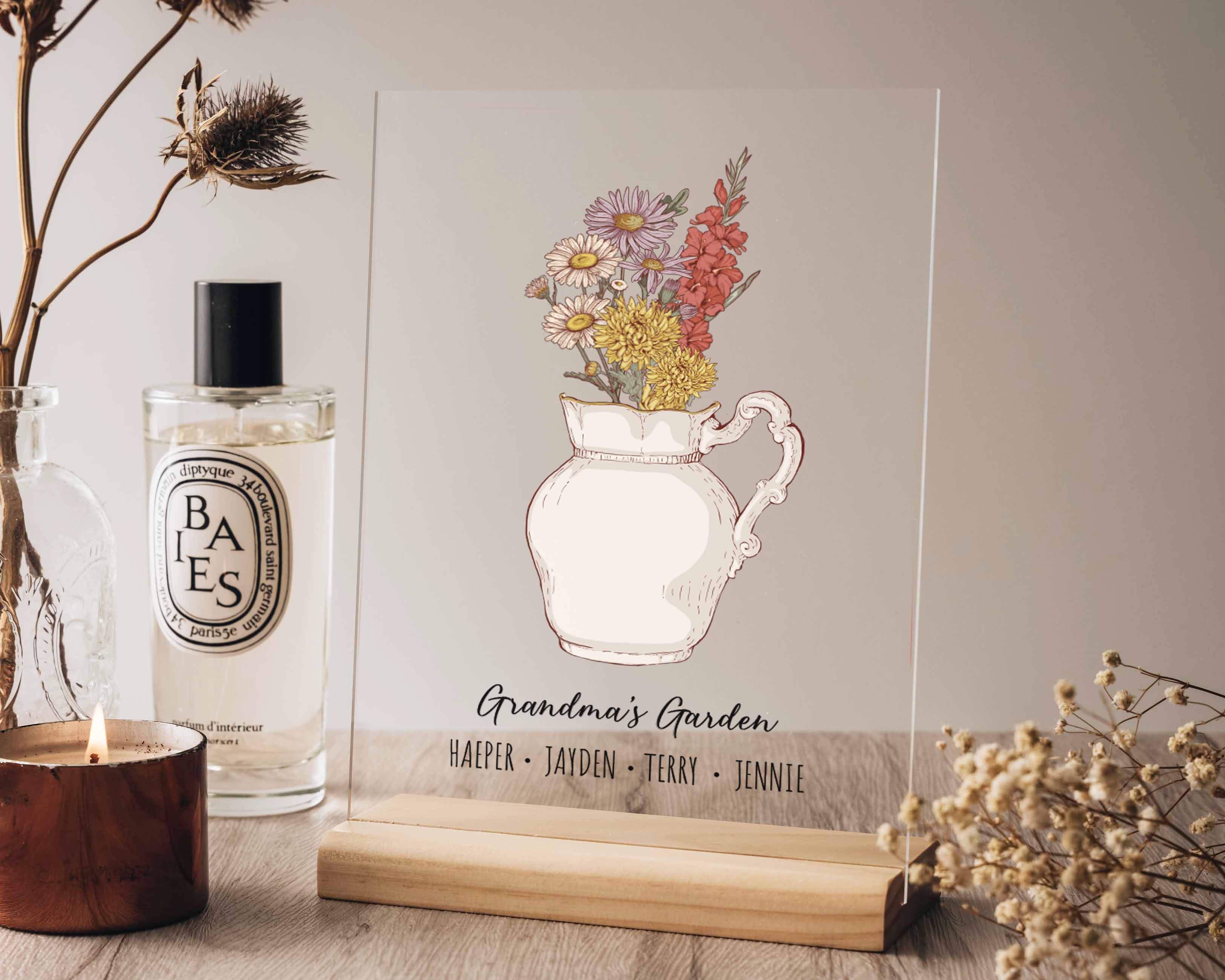 Acrylic Birth Flower Plaque