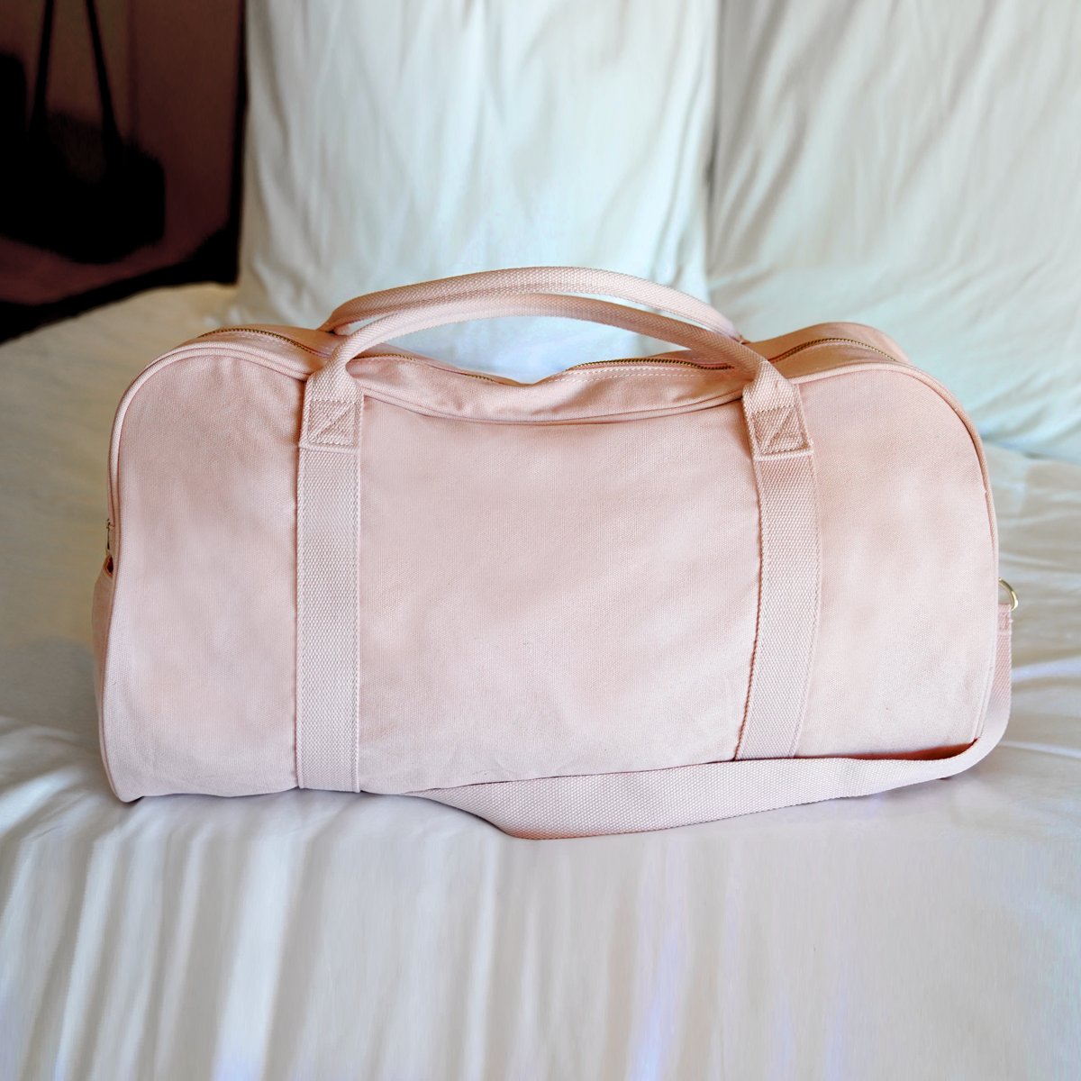 Pink canvas duffle bag hotsell