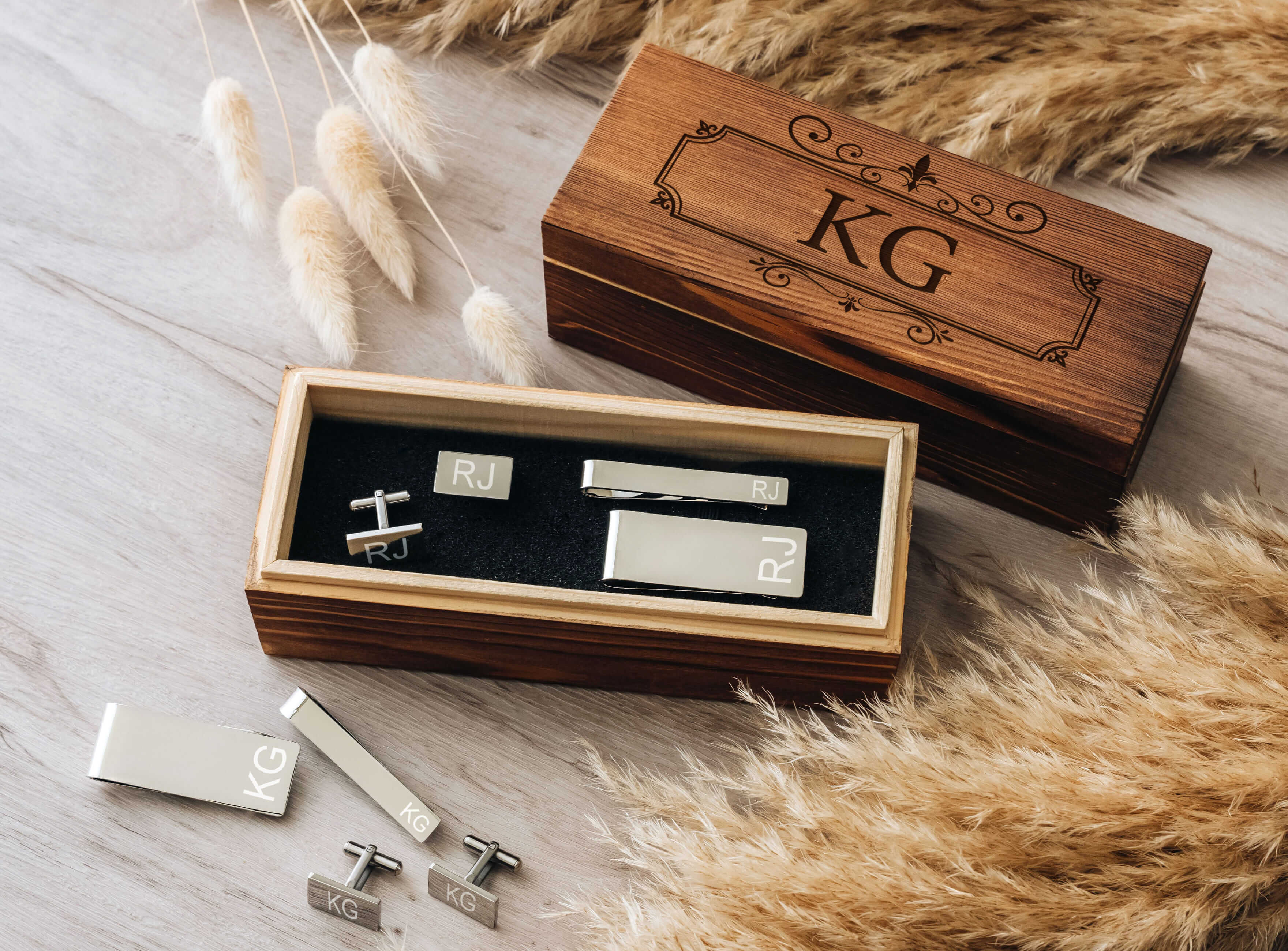 Custom Engraved Cuff Links Money Clip Tie Clip
