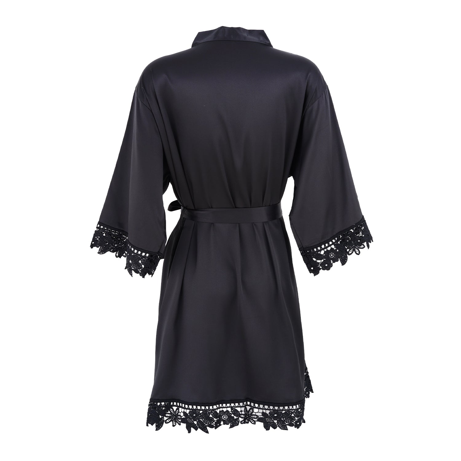 Satin Chunky Lace Bridesmaid Robes - Back Design