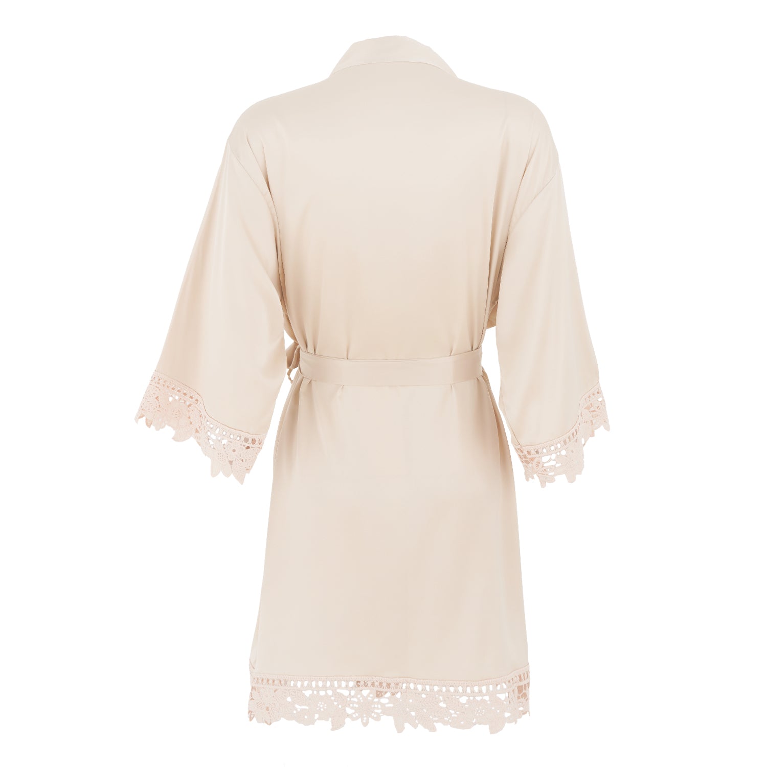 Satin Chunky Lace Bridesmaid Robes - Back Design