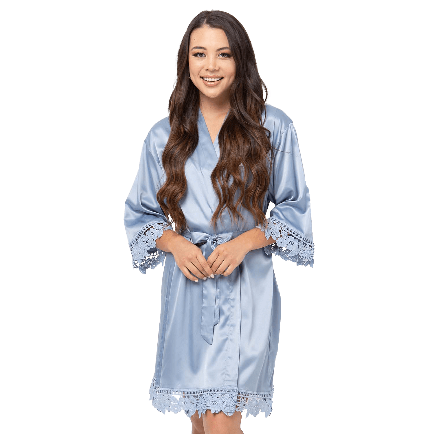 Satin Chunky Lace Bridesmaid Robes - Back Design