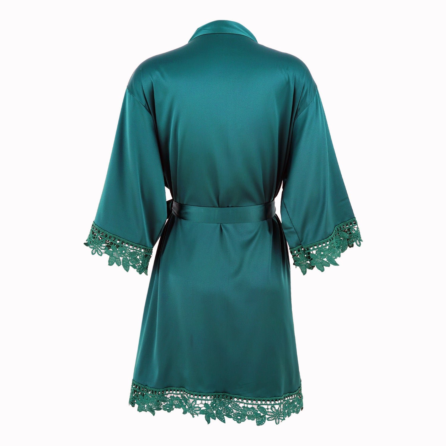Satin Chunky Lace Bridesmaid Robes - Back Design