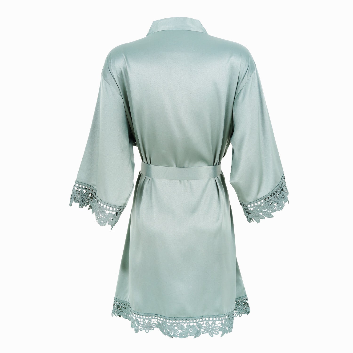 Satin Chunky Lace Bridesmaid Robes - Back Design
