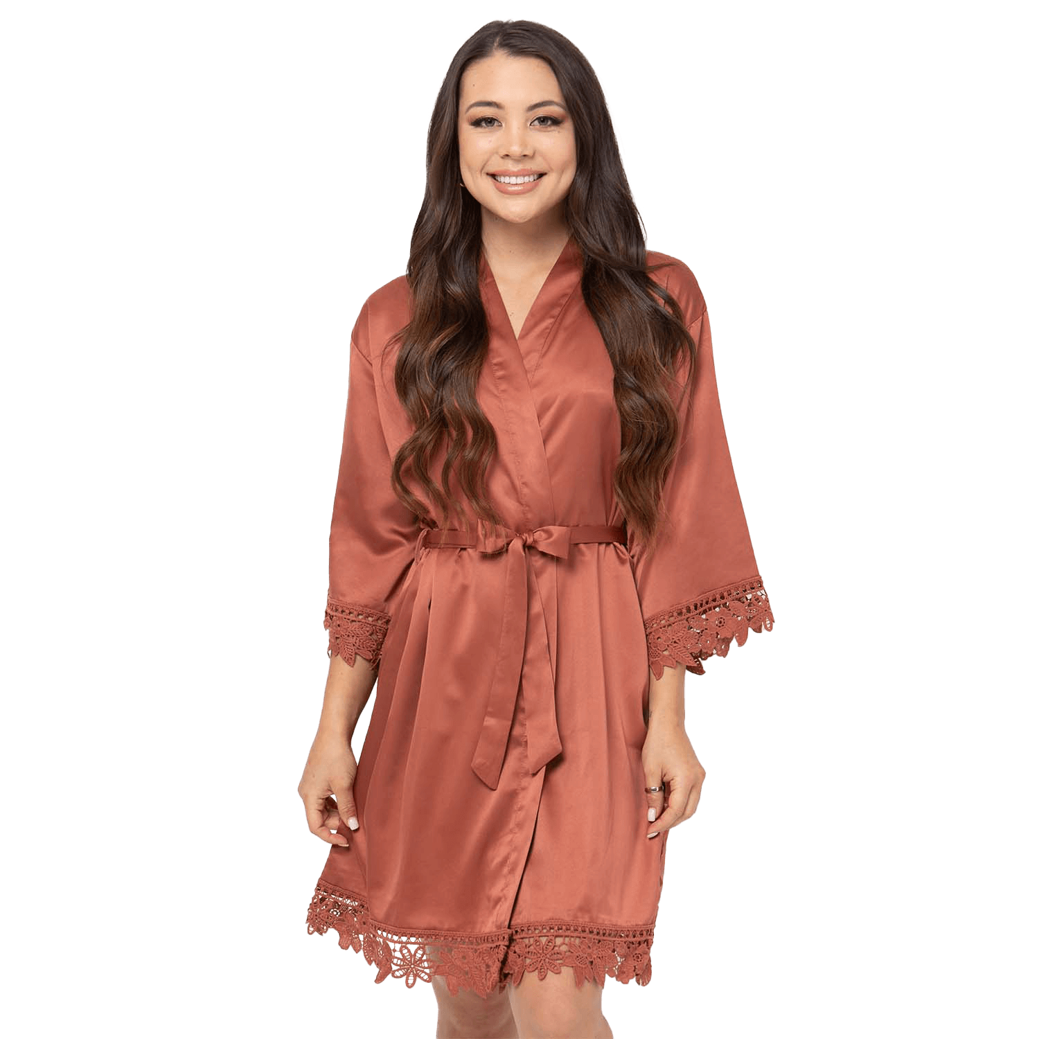 Satin Chunky Lace Bridesmaid Robes - Back Design