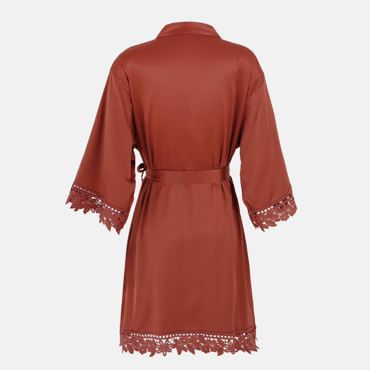 Satin Chunky Lace Bridesmaid Robes - Back Design