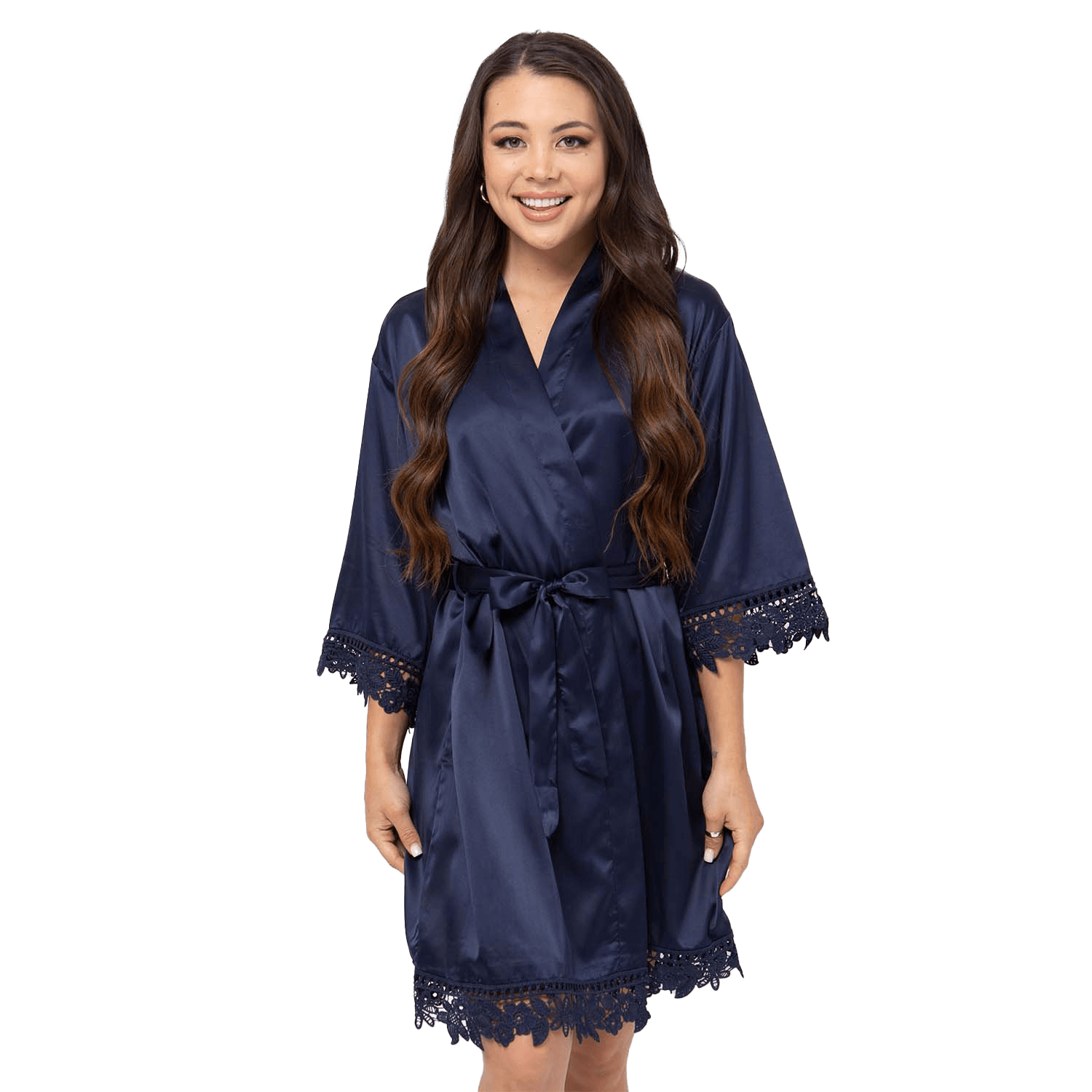 Satin Chunky Lace Bridesmaid Robes - Back Design