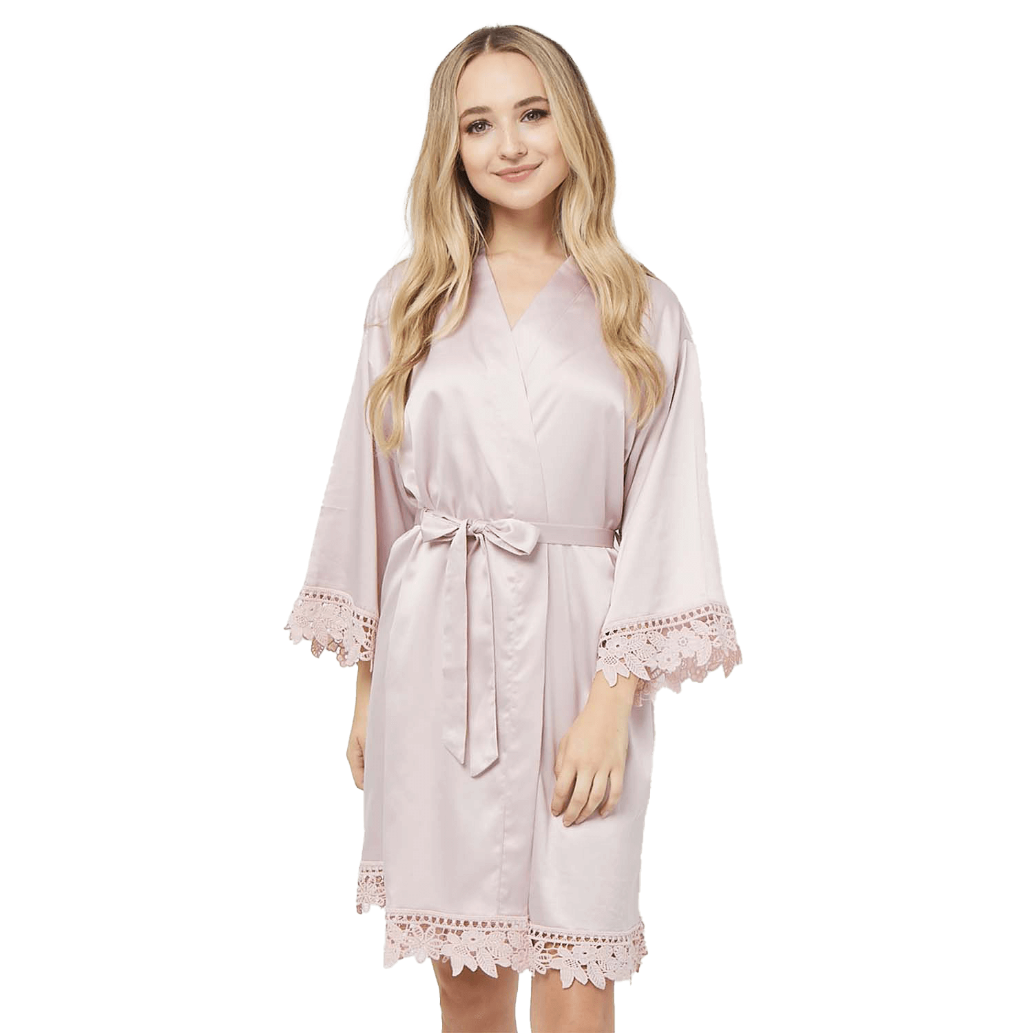 Satin Chunky Lace Bridesmaid Robes - Back Design