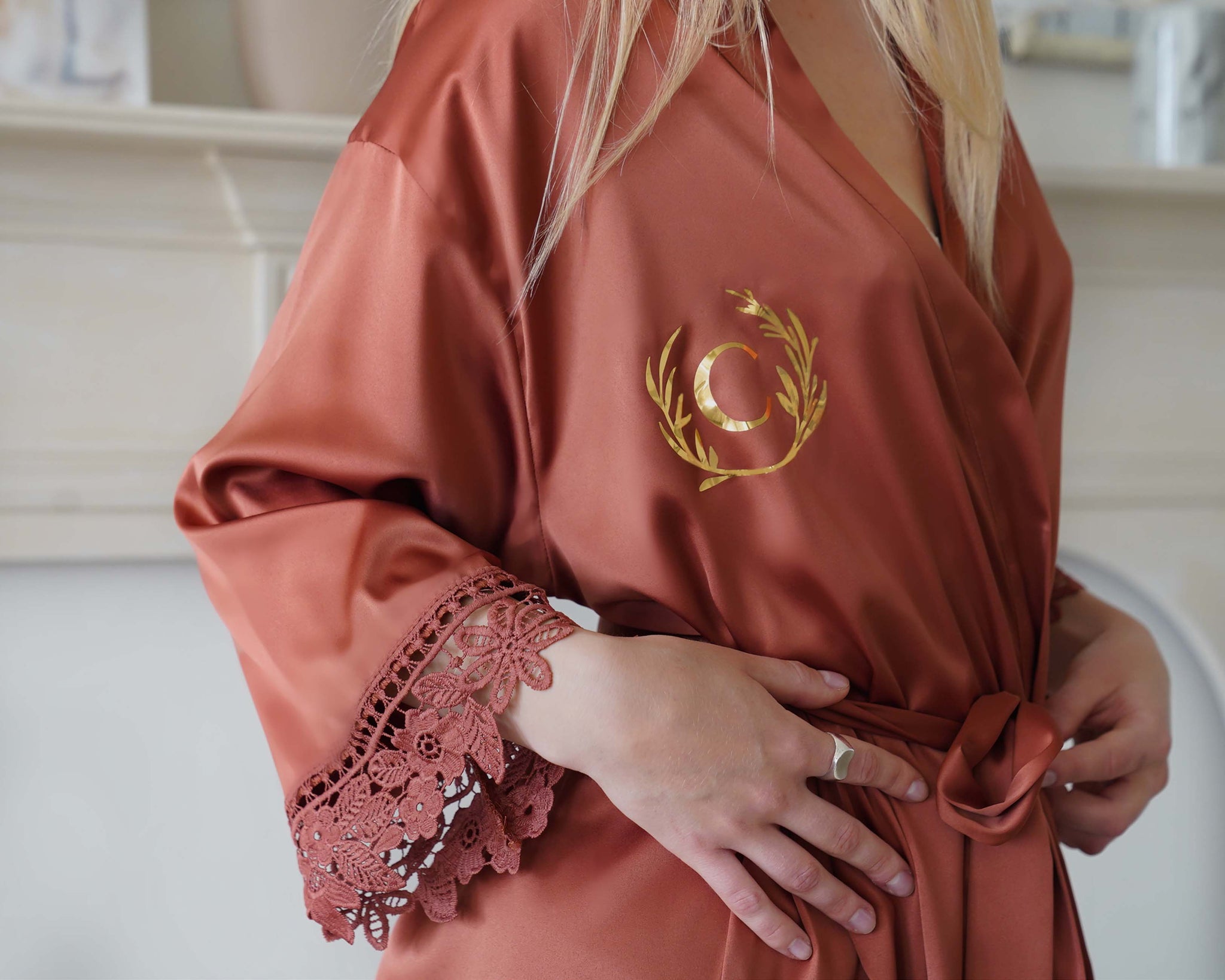 Silky Chunky Lace Robe | Bridal Party Robes | Custom Wedding Robes