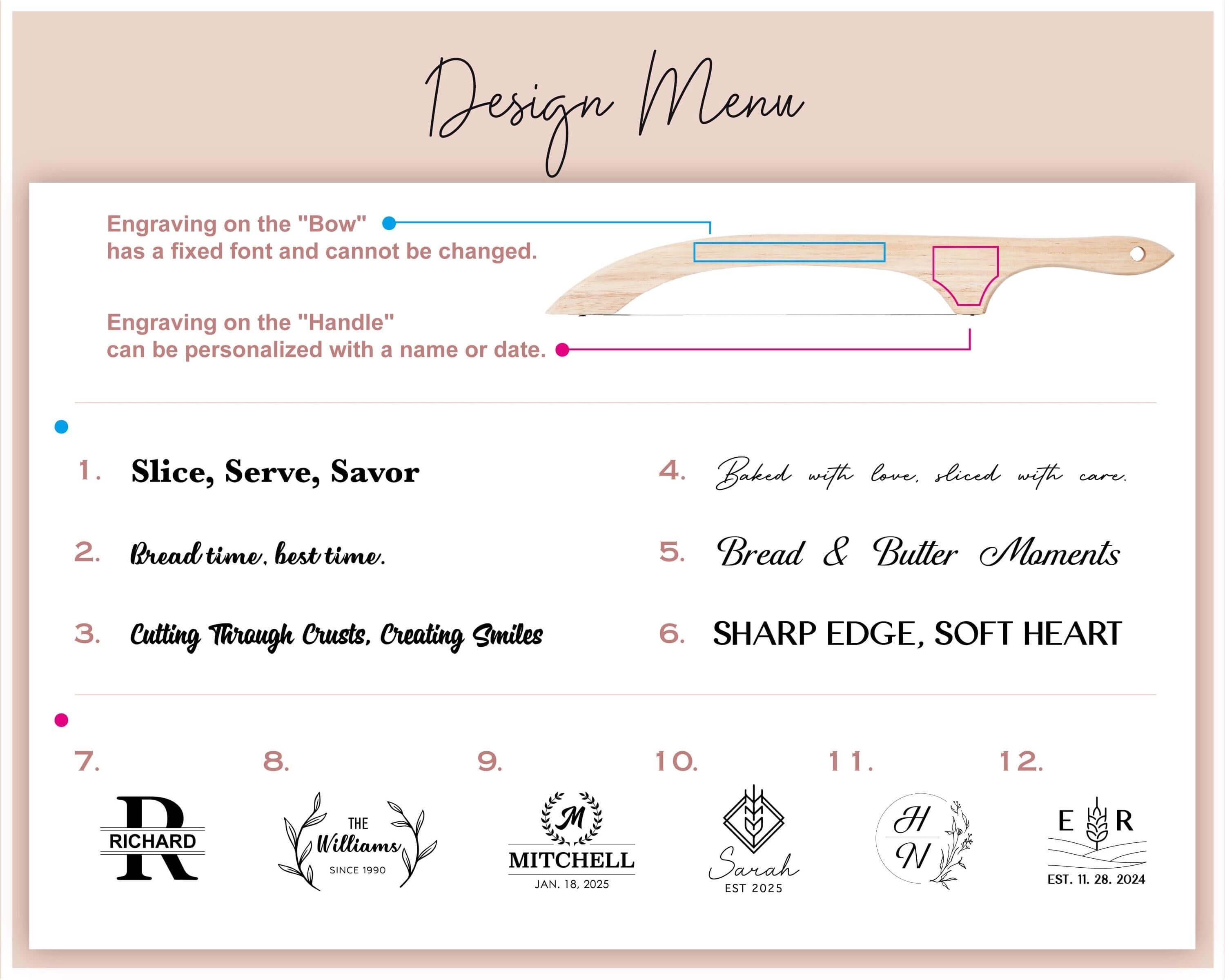 the design menu for the design menu