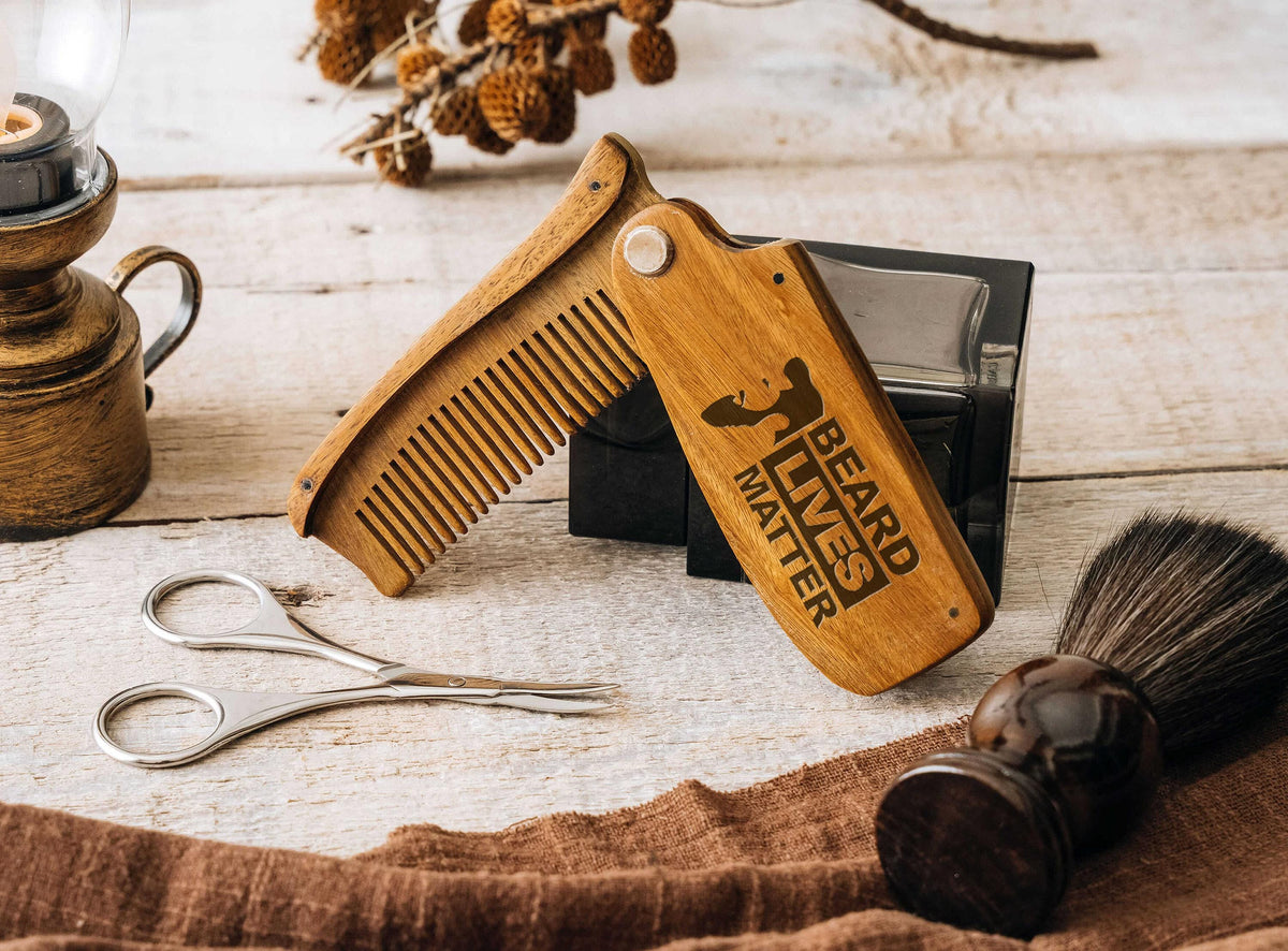 Personalized Gifts for Him, Wood Beard Comb, Custom Mustache Gifts for Bearded Men,  Christmas Gifts, Holiday Gifts, Birthday Gift, Gifts for Husband, ,Gifts for Dad