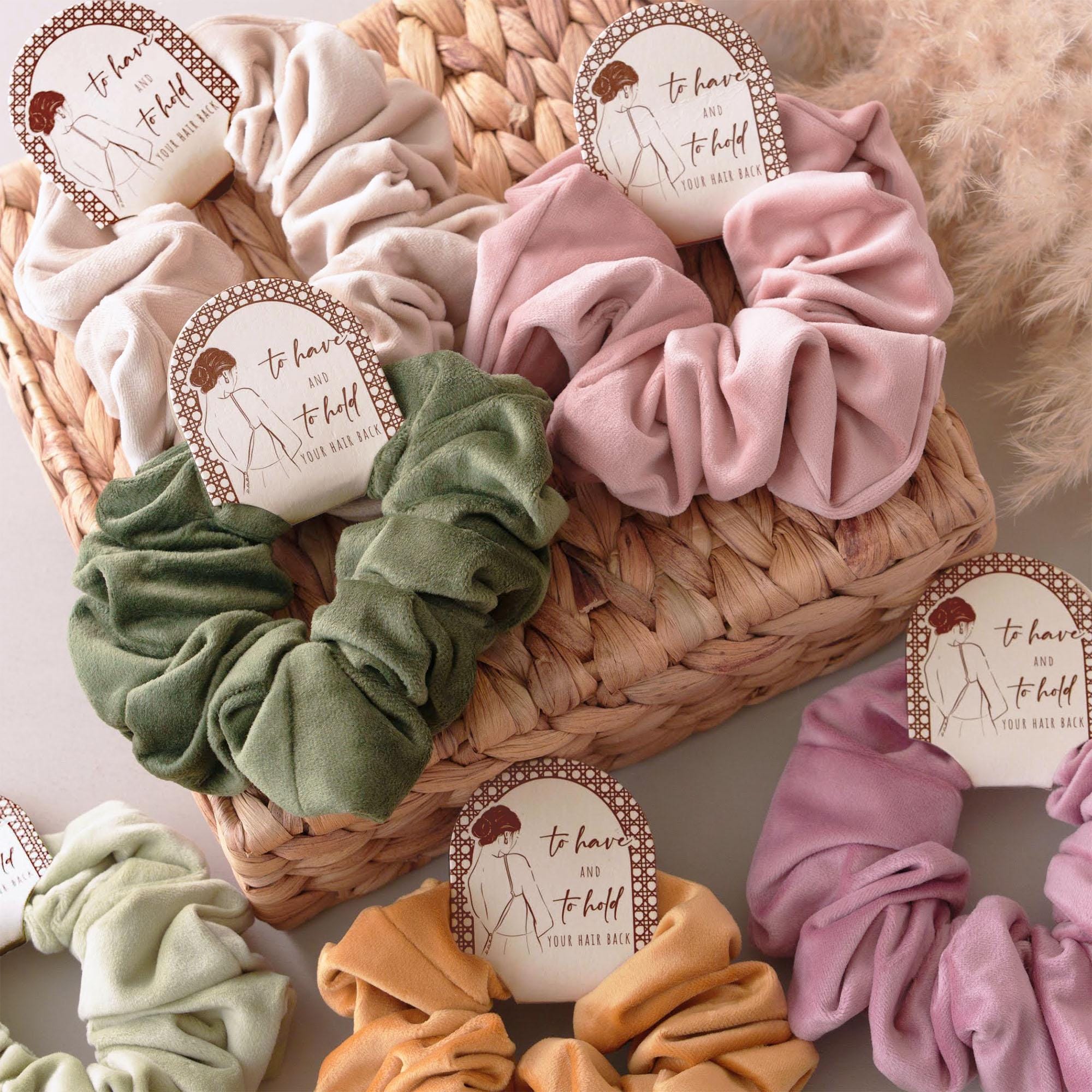 a basket filled with different colored scrunffles