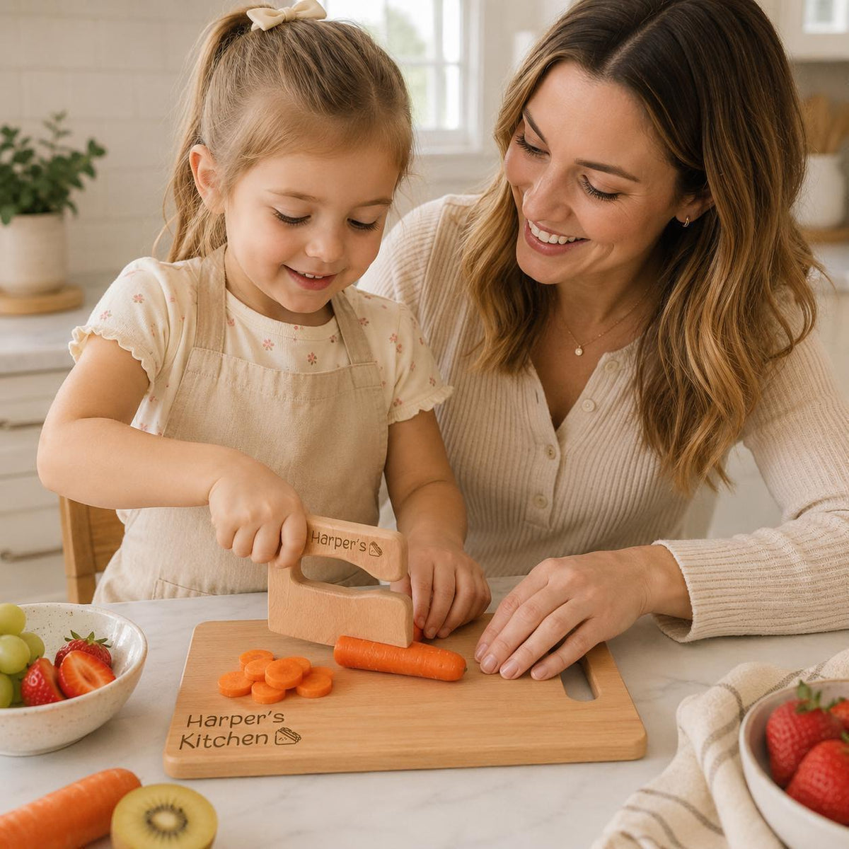 Personalized Wooden Kids Knife and Cutting Board — personalization choice chart