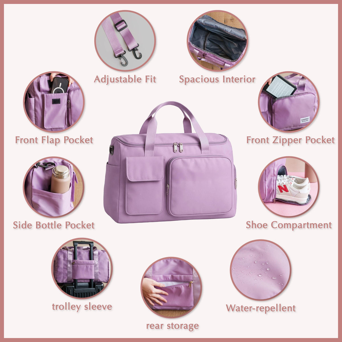 Personalized Nylon Weekender Travel Bag — personalization choice chart