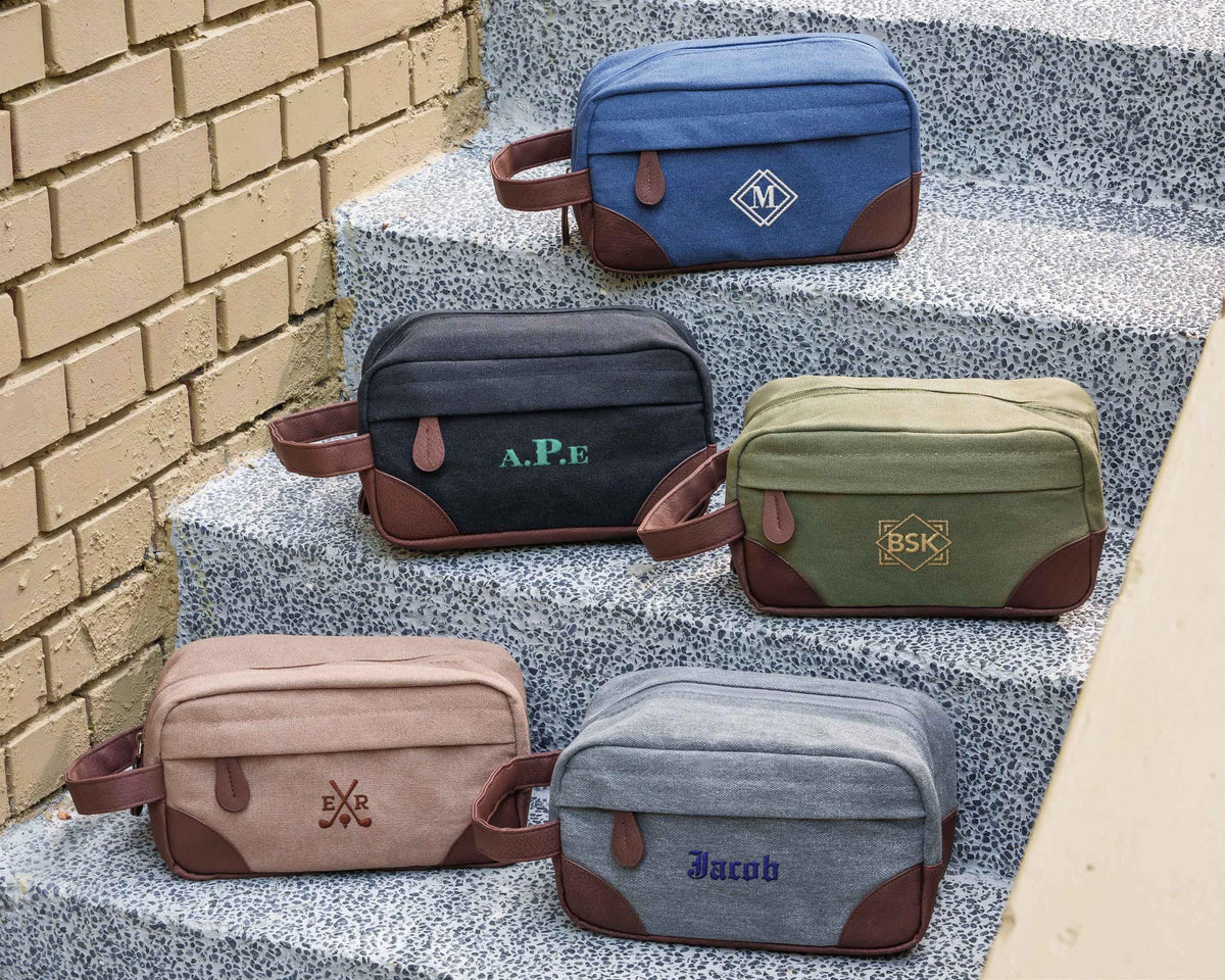 Personalized Canvas and Leather Toiletry Bag — product detail 13