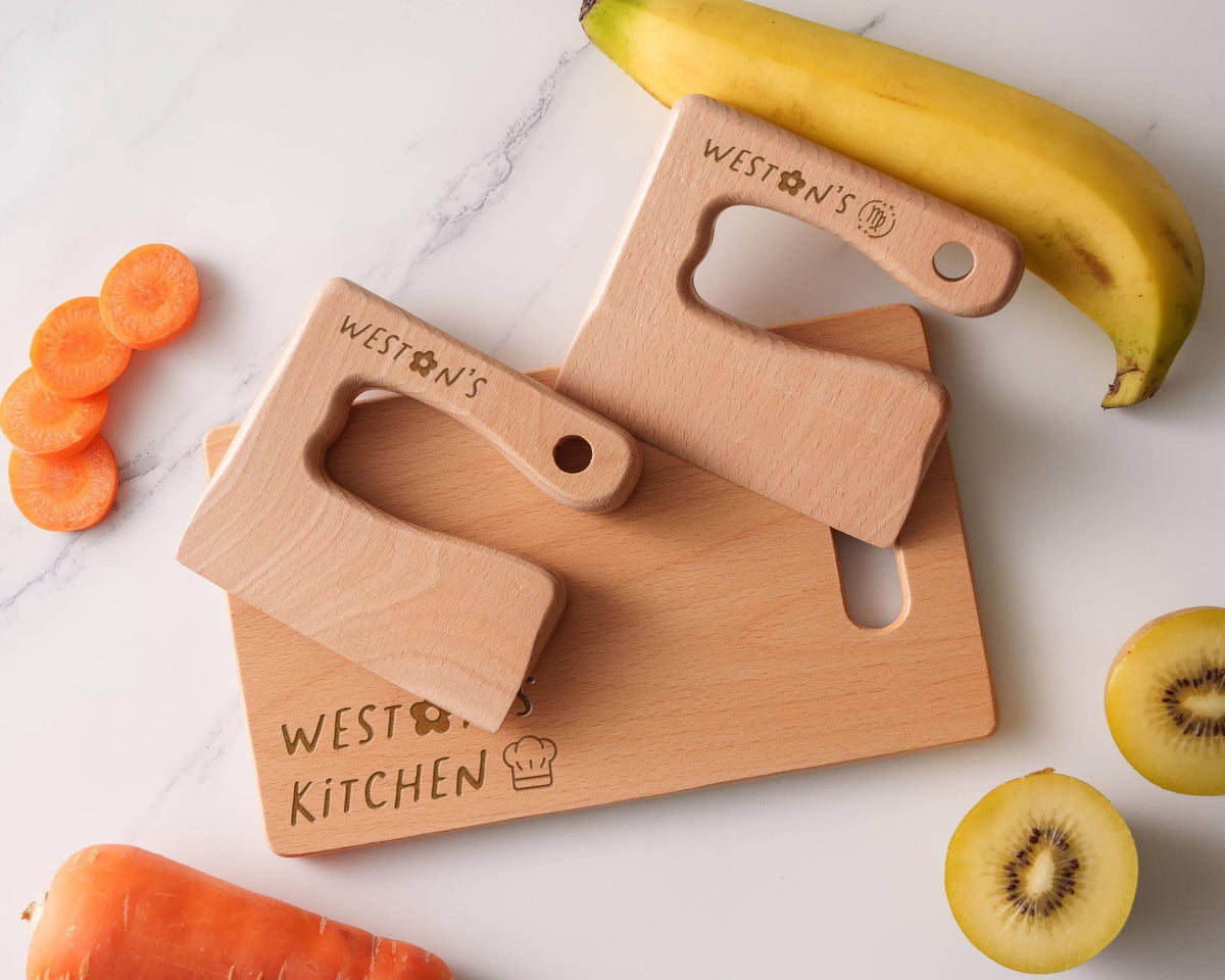 Personalized Wooden Kids Knife and Cutting Board — product view 6