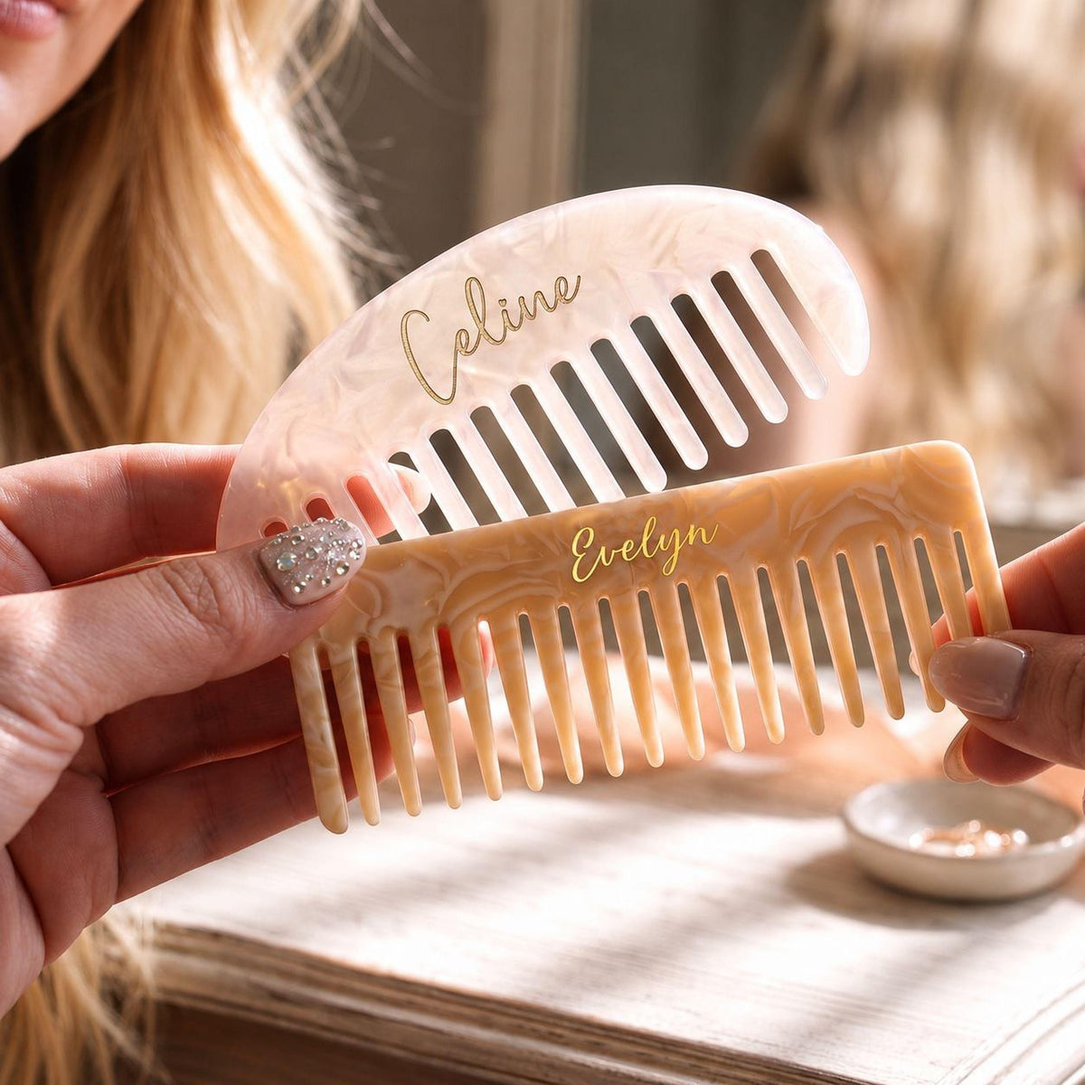 Personalized Acetate Hair Comb — personalization choice chart