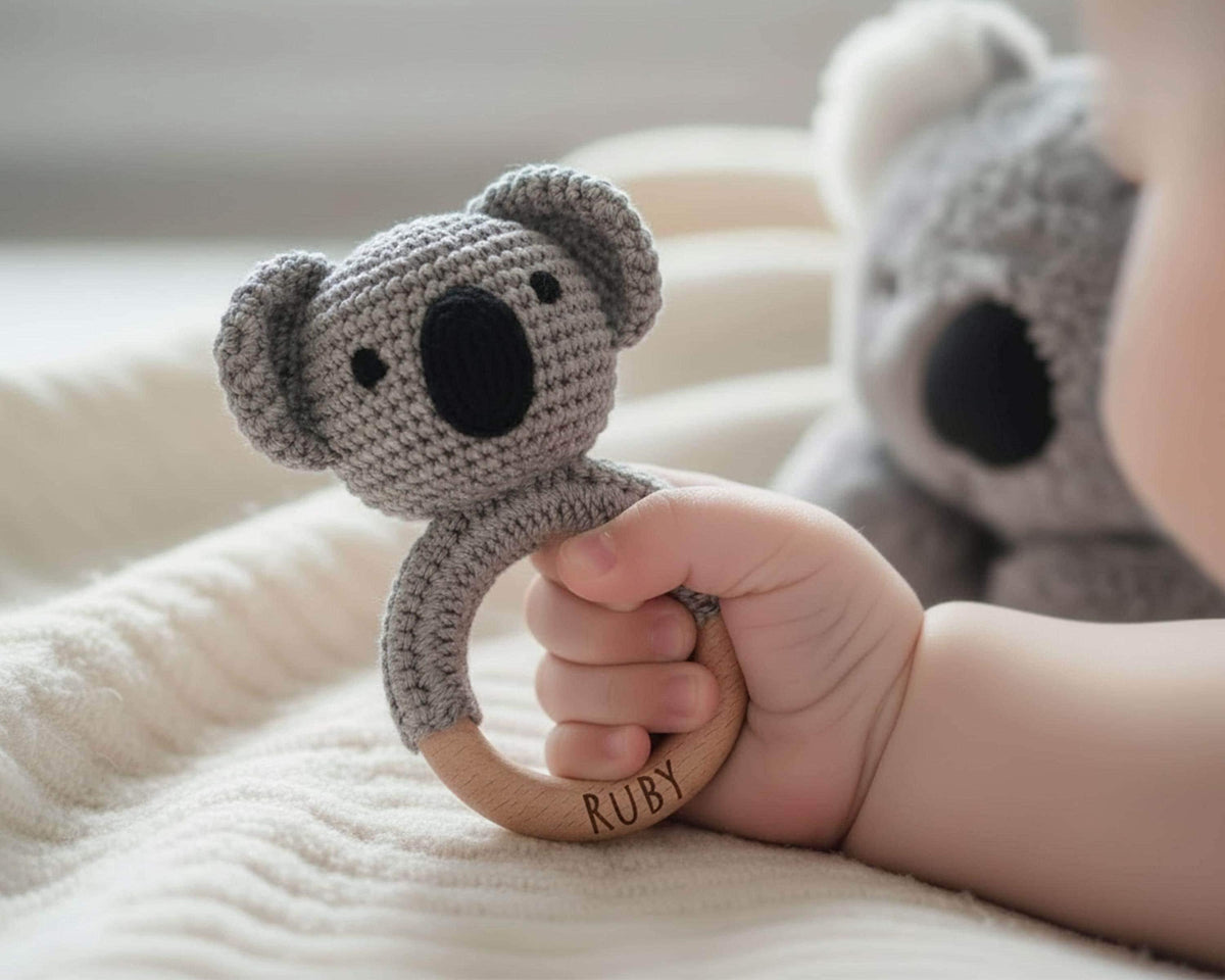 Personalized Crochet Animal Baby Rattle — product view 9