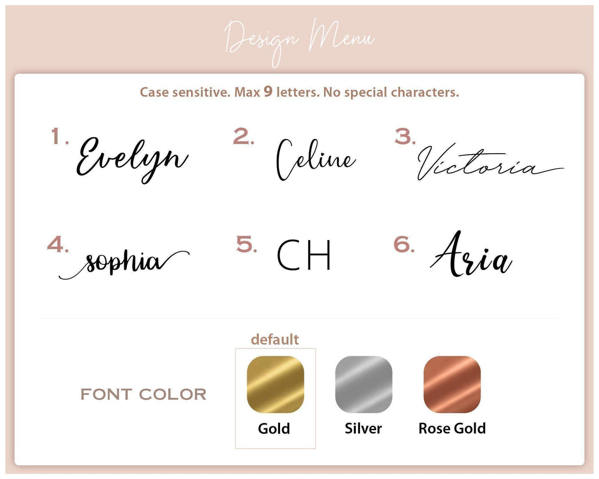 Personalized Acetate Hair Comb — personalization choice chart