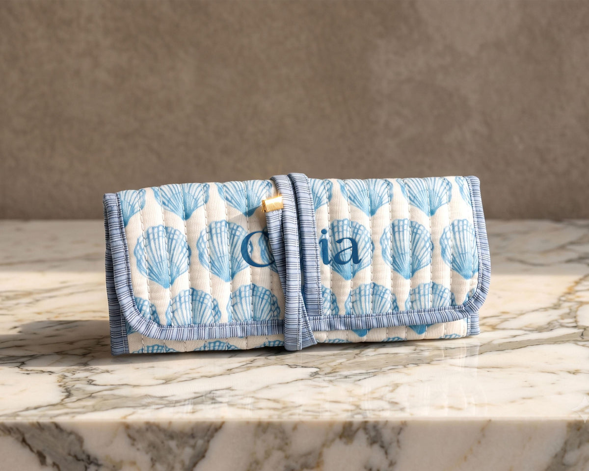 Personalized Floral Block Print Jewelry Roll — product detail 9