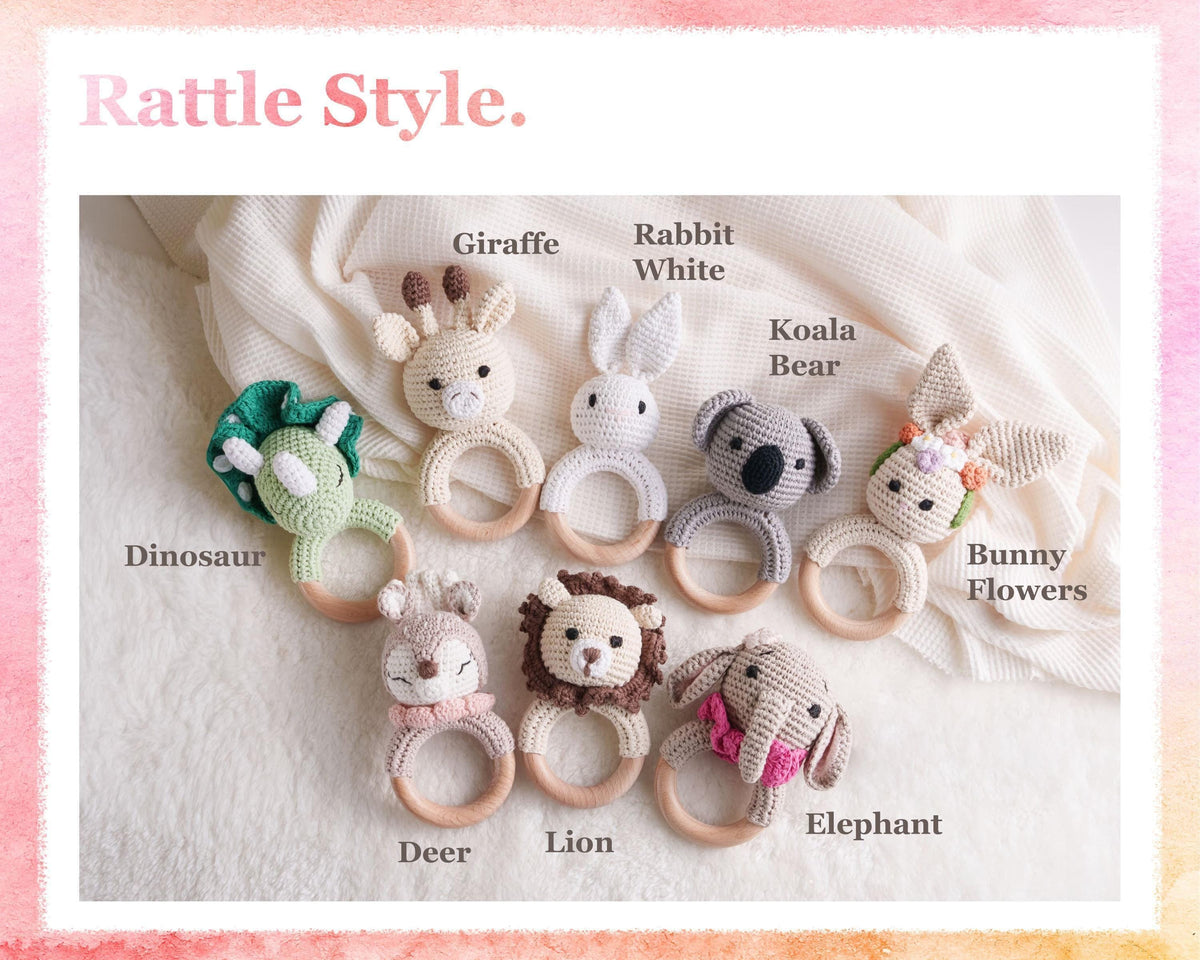 Personalized Crochet Animal Baby Rattle — personalization choice chart