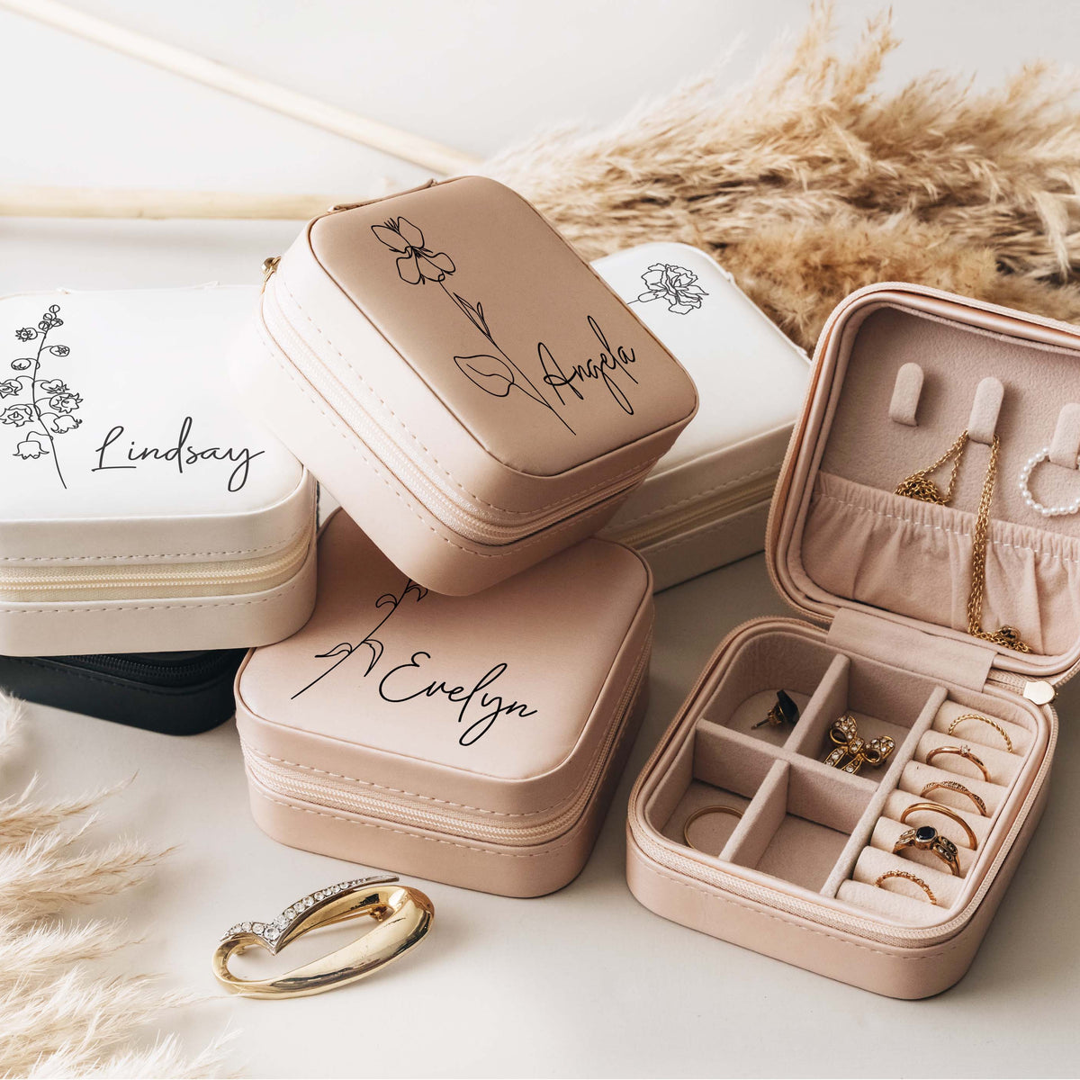 Personalised Birth Flower Jewelry Box Hundred Hearts