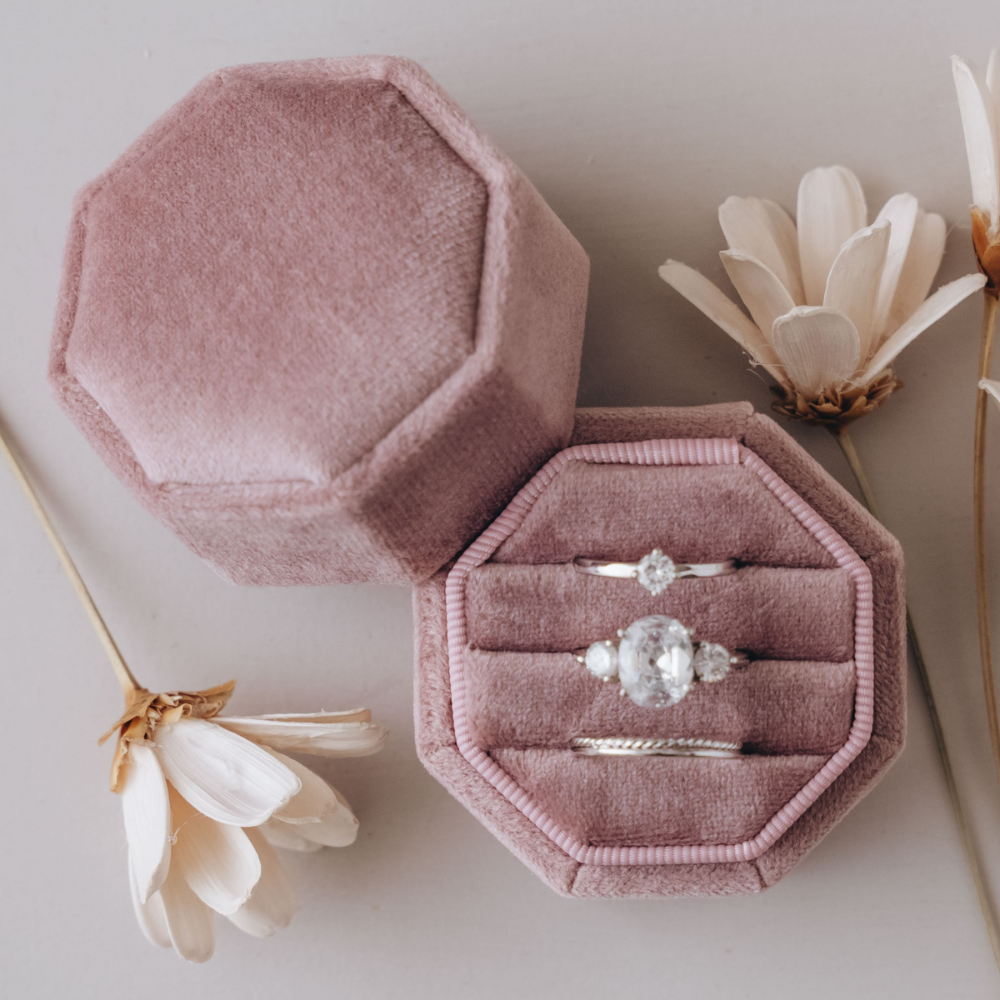 Custom Wedding Ring Holder Triple Slot Ring Box HH