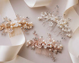 A close-up view of the Bridal Hair Comb, highlighting its intricate pearl and crystal details.