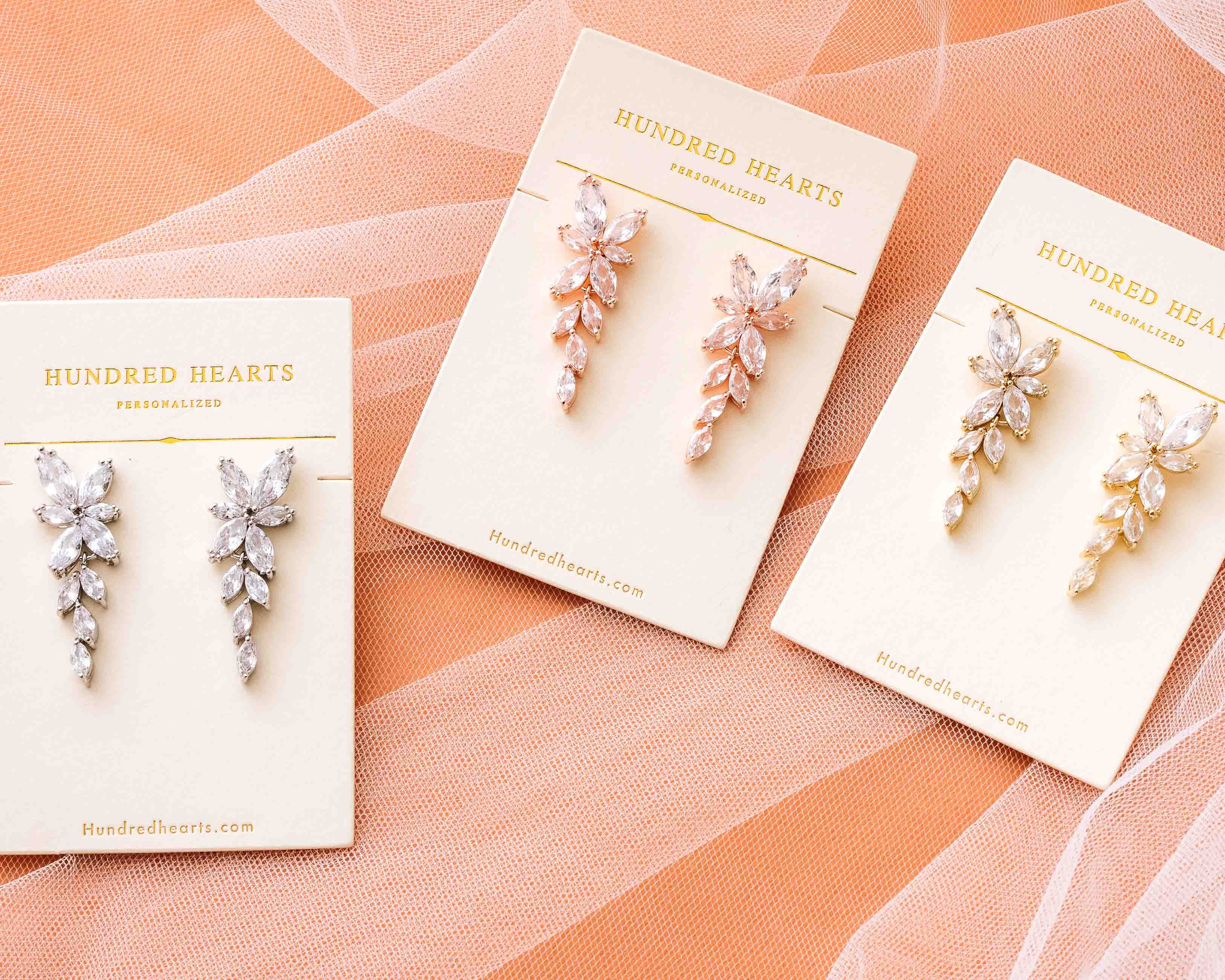 Gold, Silver and Rosegold Crystal Drop Earrings - The perfect wedding earrings.