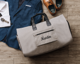 Custom Travel Garment Bag - Grey Travel Garment Bag with custom name, Martin. Best duffle bag for men.
