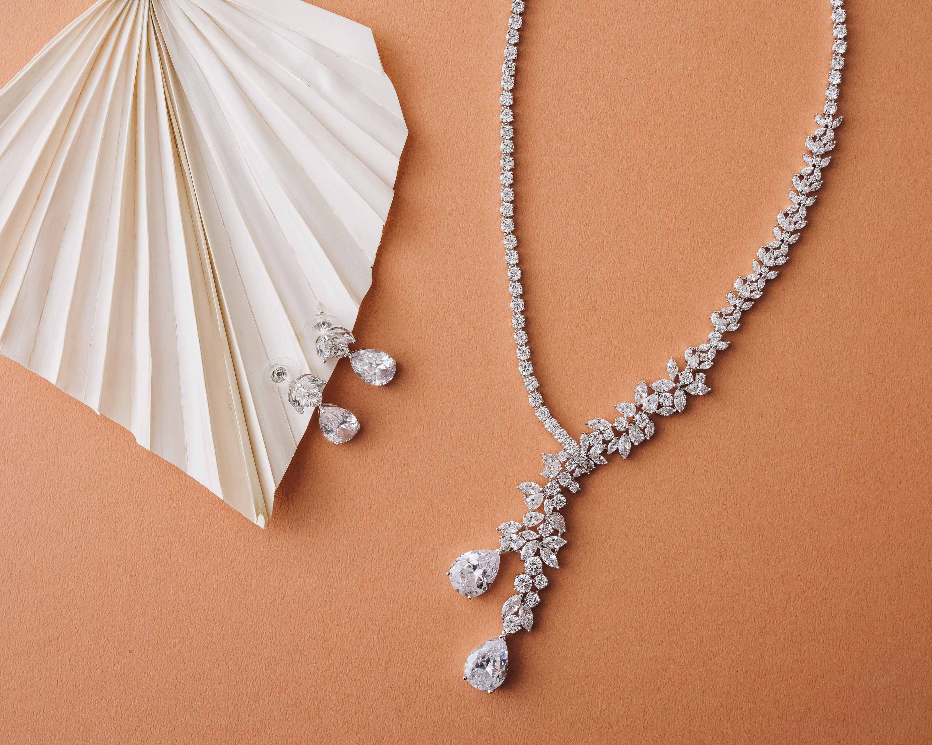 Silver Bridal Necklace and Earrings Set - The perfect wedding jewelry.