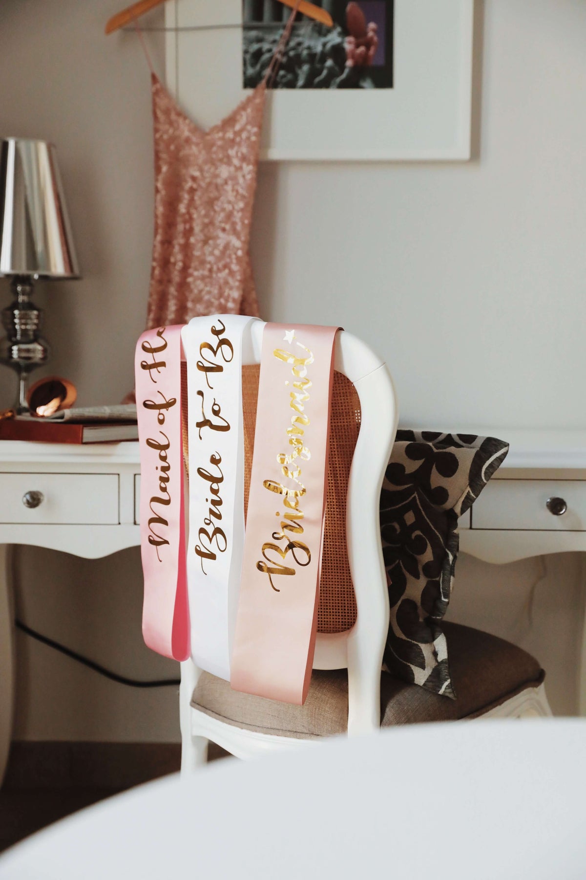 Bachelorette Party Sash - White Custom Bride to Be Sash, Antique Mauve Custom Bridesmaid Sash, Blush Custom Maid of Honor