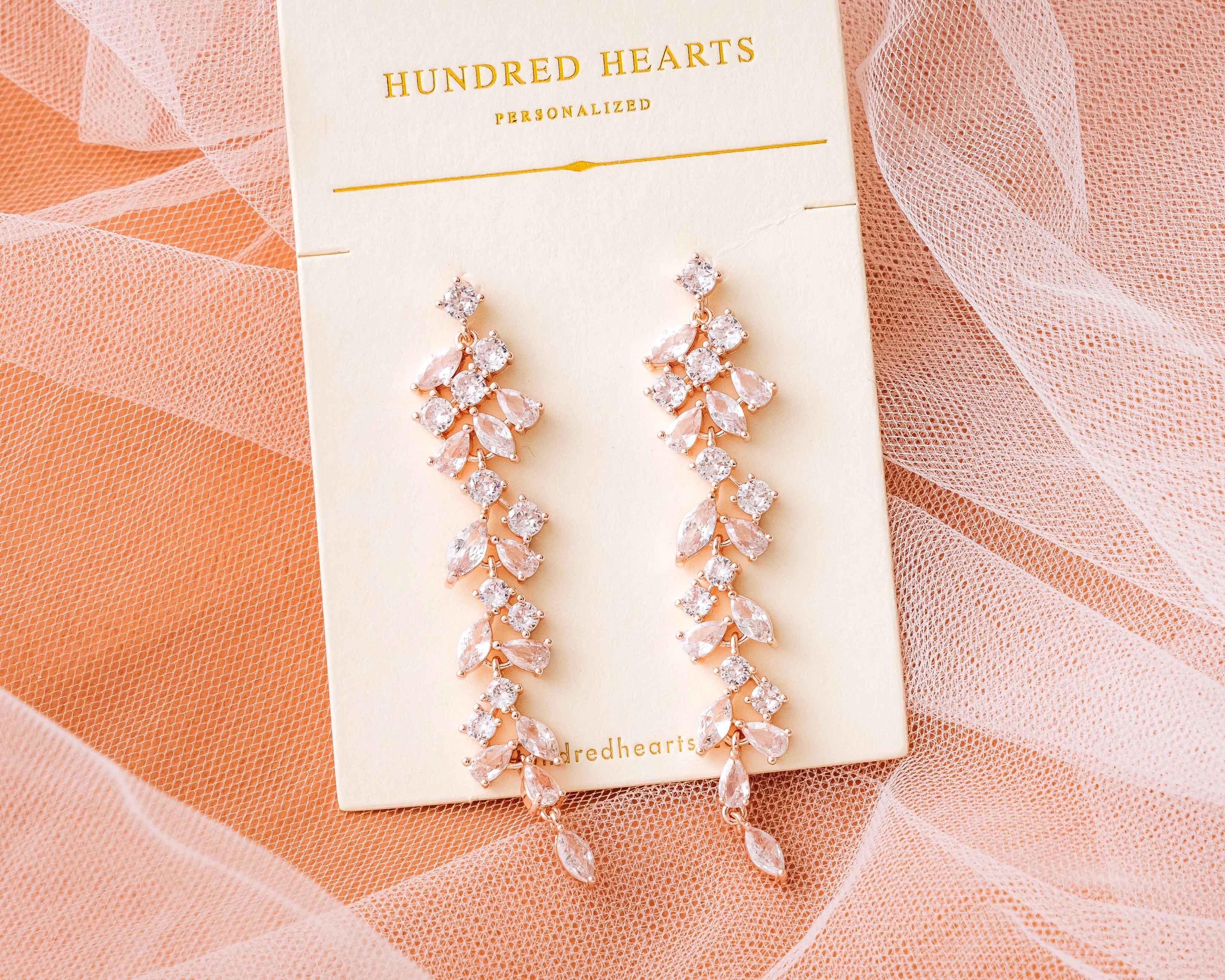 Rosegold Crystal Dangle Earrings - The perfect wedding earrings.