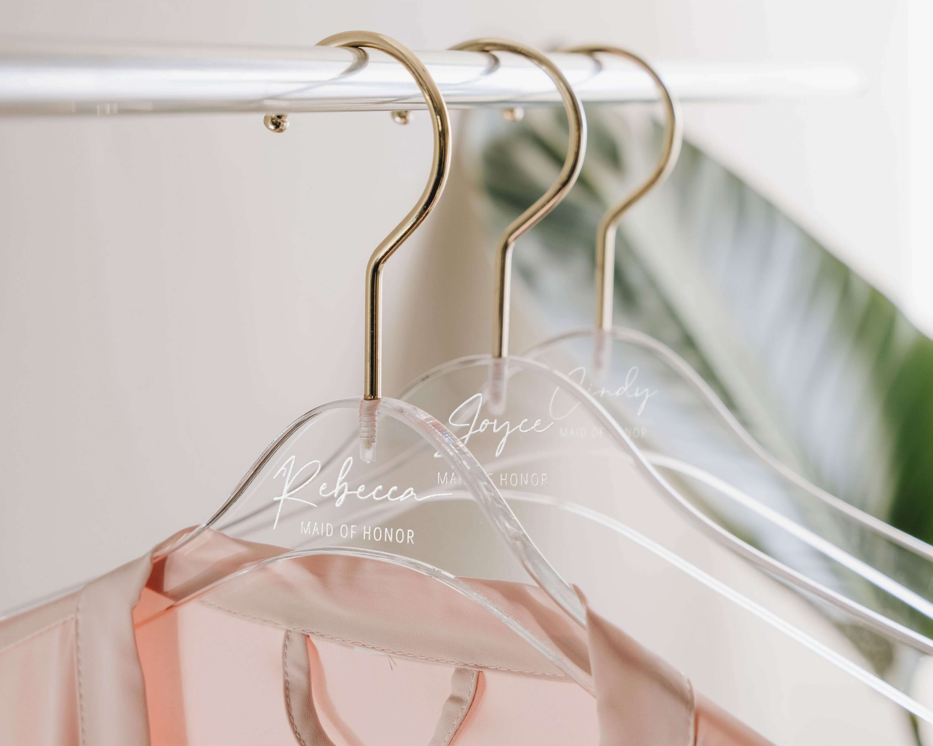 Bridesmaid Hangers -Custom Acrylic Hangers with custom name, date and wedding role.