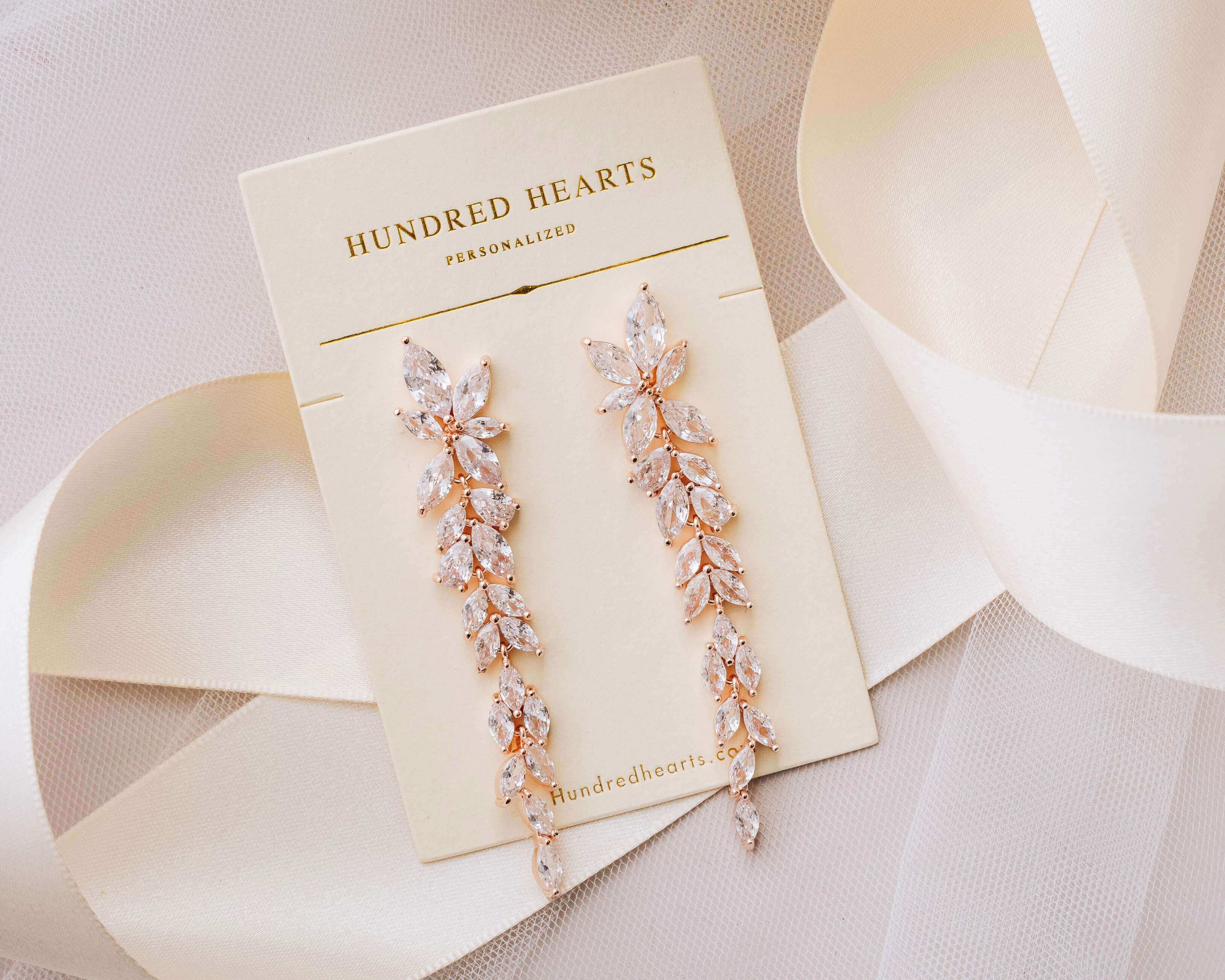 Chandelier Earrings - Rosegold Bridal Chandelier Earrings - The perfect bridal accessories.