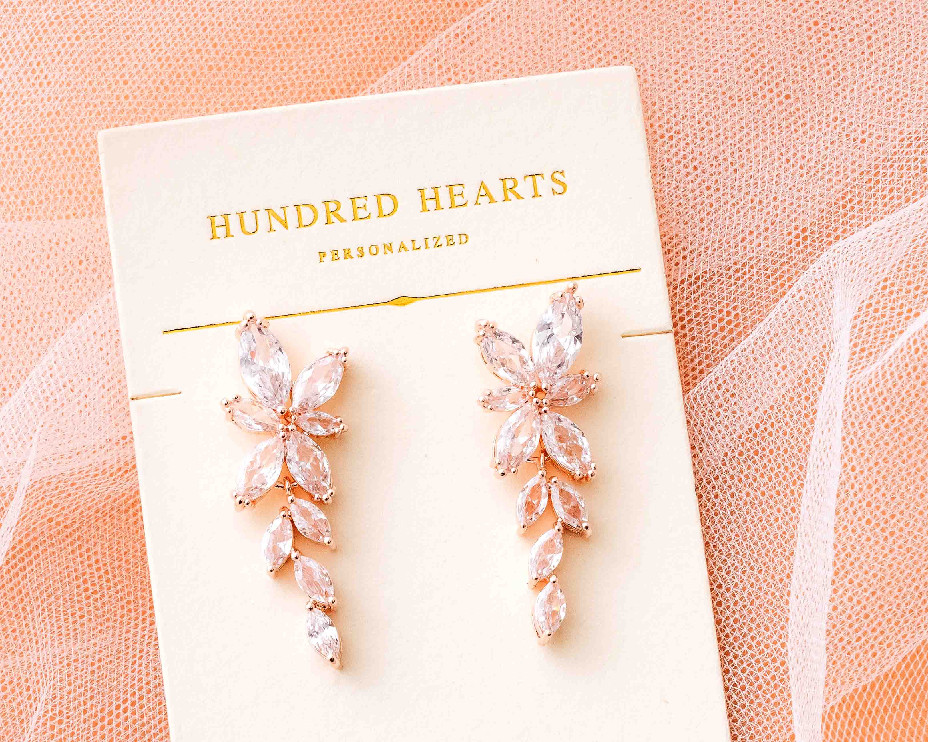 Rosegold Crystal Drop Earrings - The perfect wedding earrings.