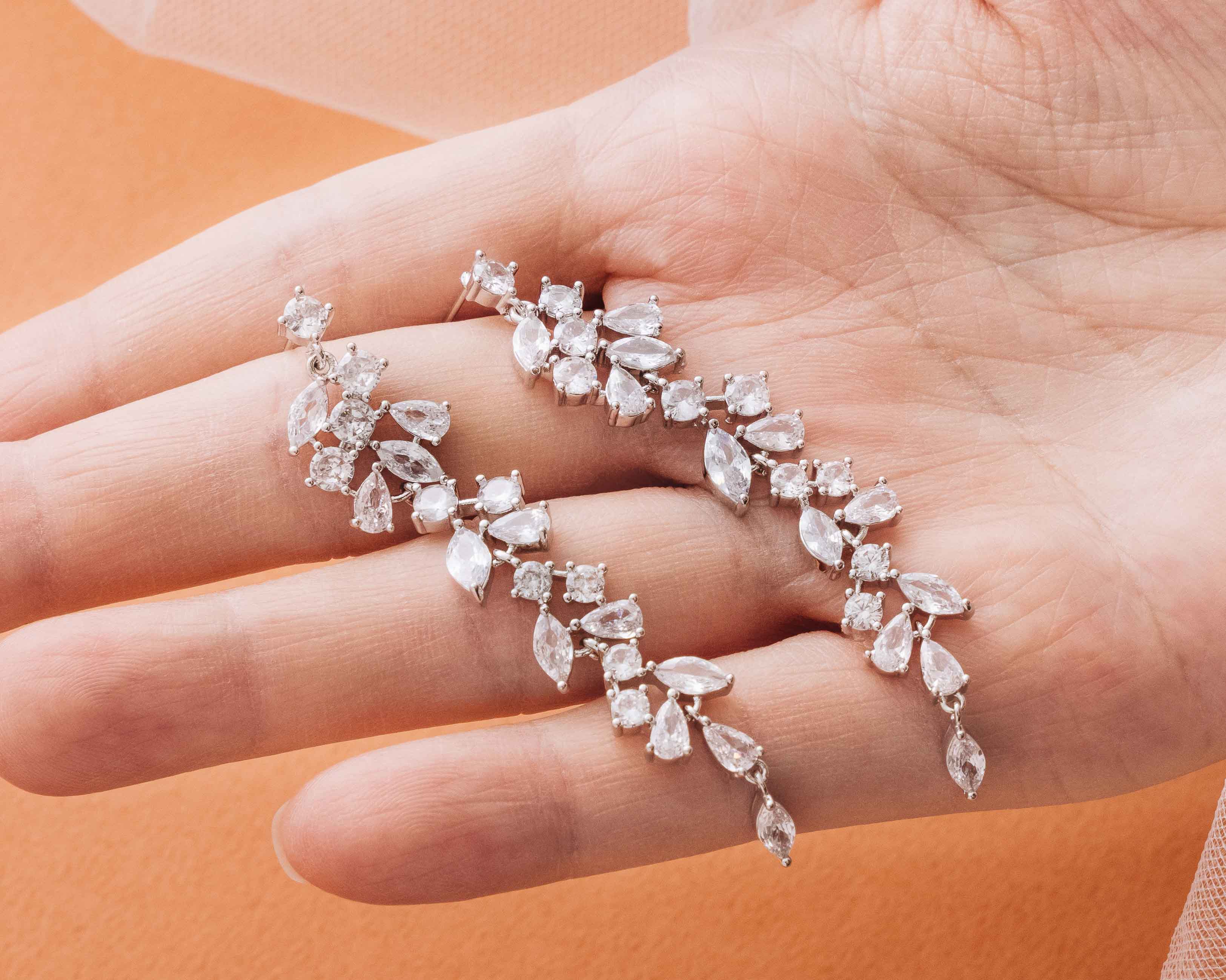 Silver Crystal Dangle Earrings - The perfect wedding earrings.