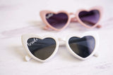 Heart Sunglasses - Pink and White Heart Sunglasses wit bride & babe text - Hundred Hearts