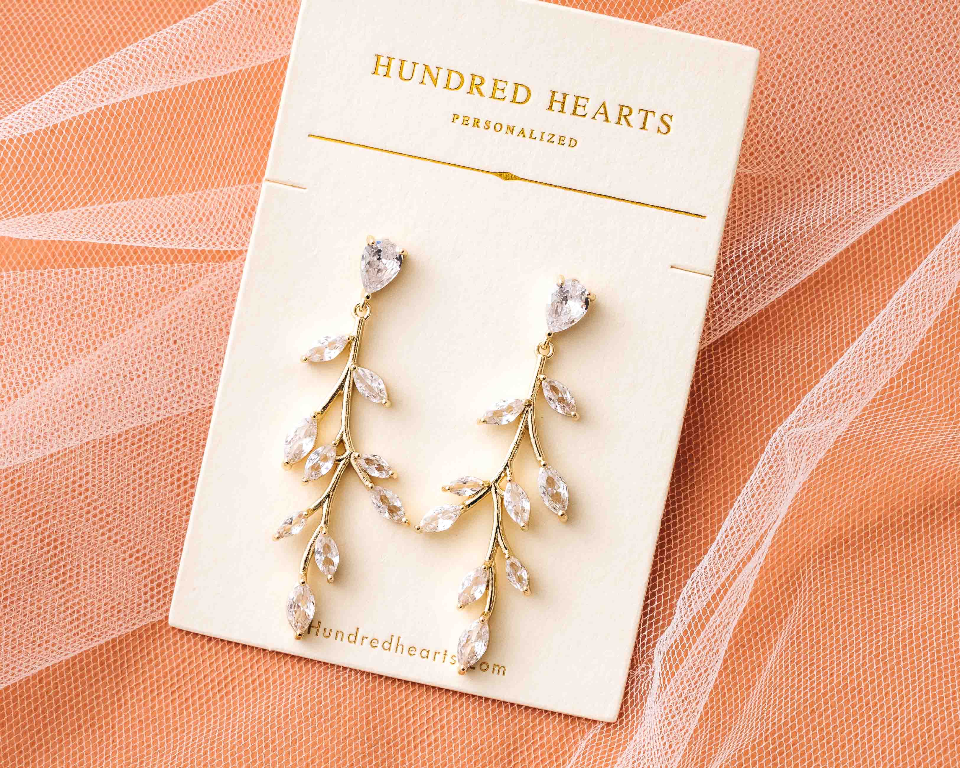 Gold Bridal Leaf Drop Earrings - The perfect bridal accessories.