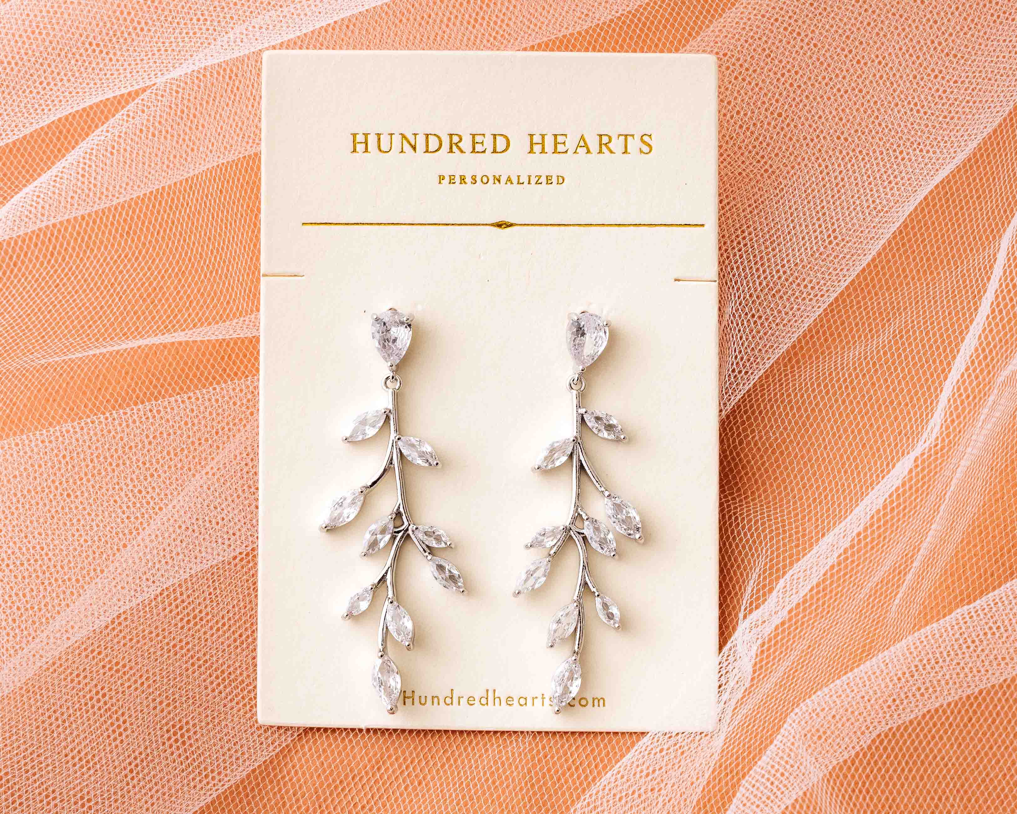 Silver Bridal Leaf Drop Earrings - The perfect bridal accessories.