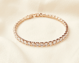 The Bridal Diamond Line Bracelet displayed from different angles, showcasing its delicate design and sparkling diamonds.