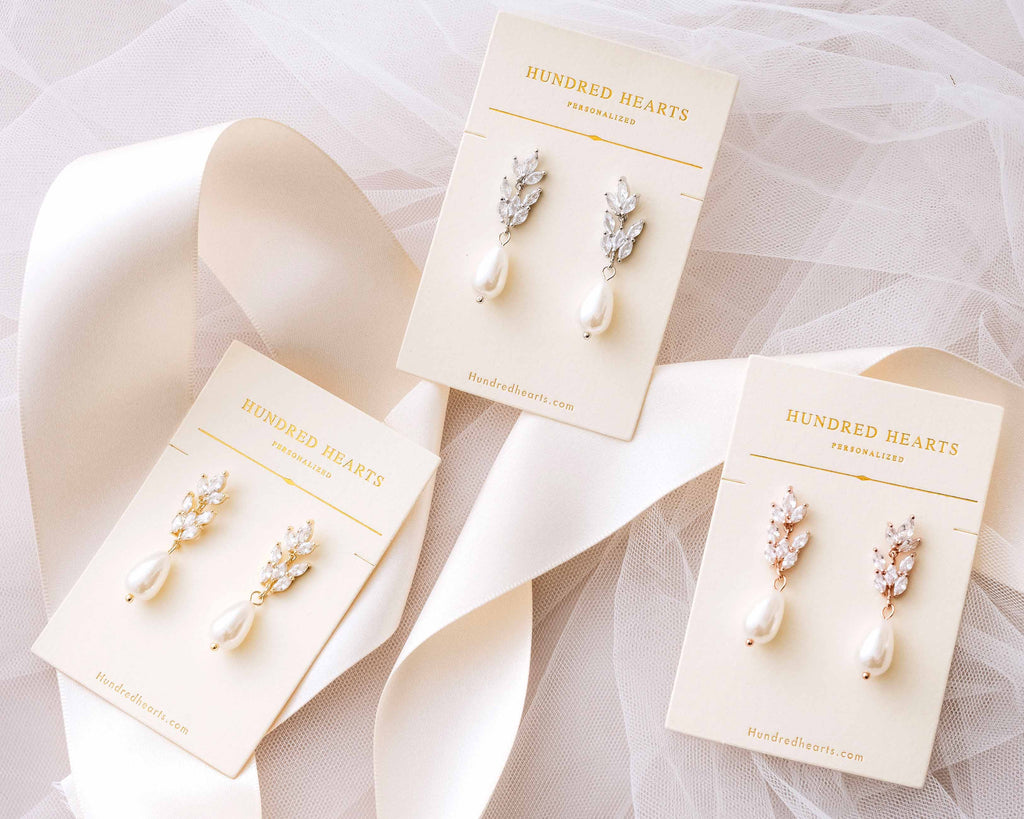 Pearl Bridal Dangle Earrings - Gold, Silver and Rosegold Pearl Earrings - The perfect bridal and bridesmaid earrings.