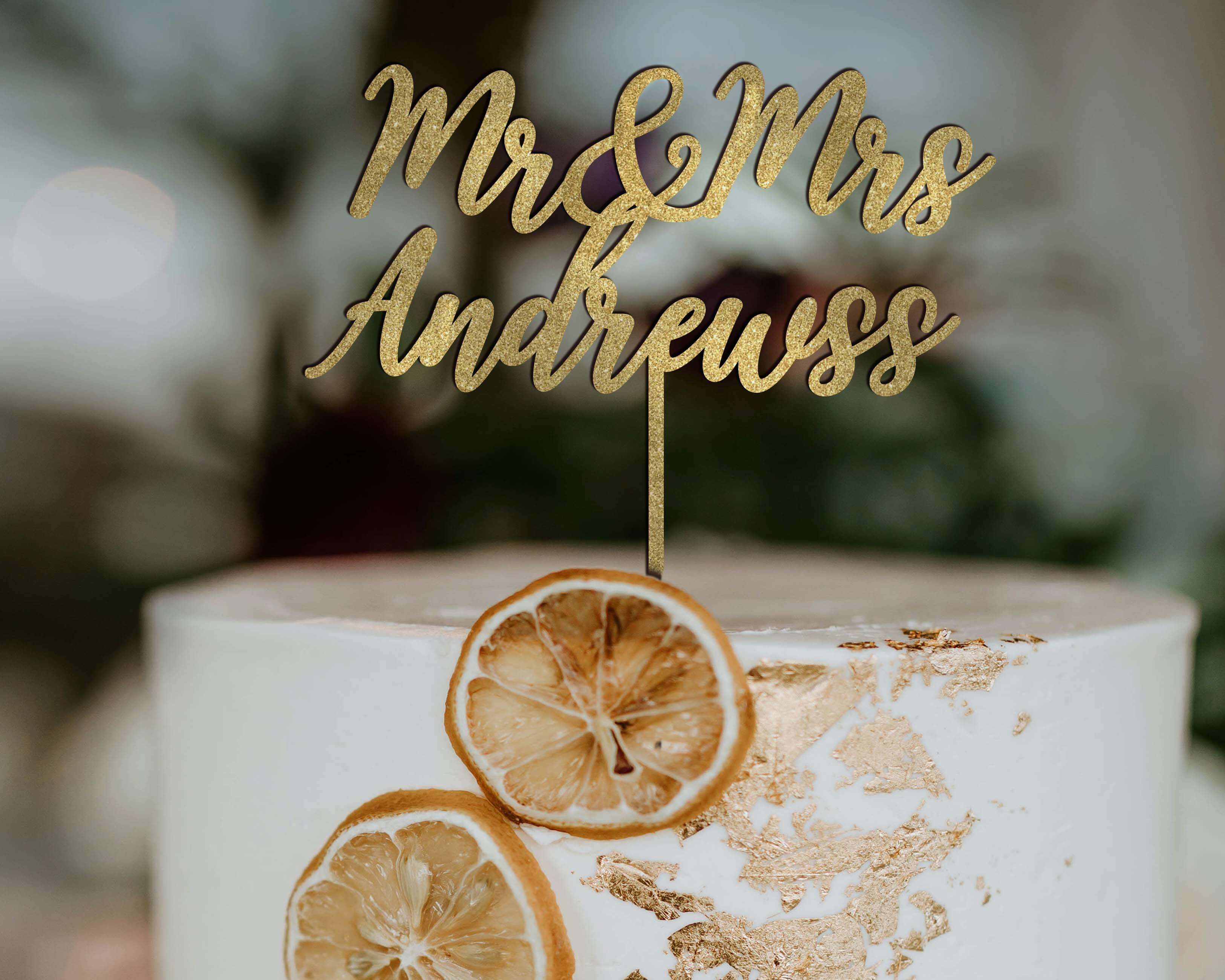 Custom Wedding Cake Topper - Mr & Mrs Andrews - Hundred Hearts