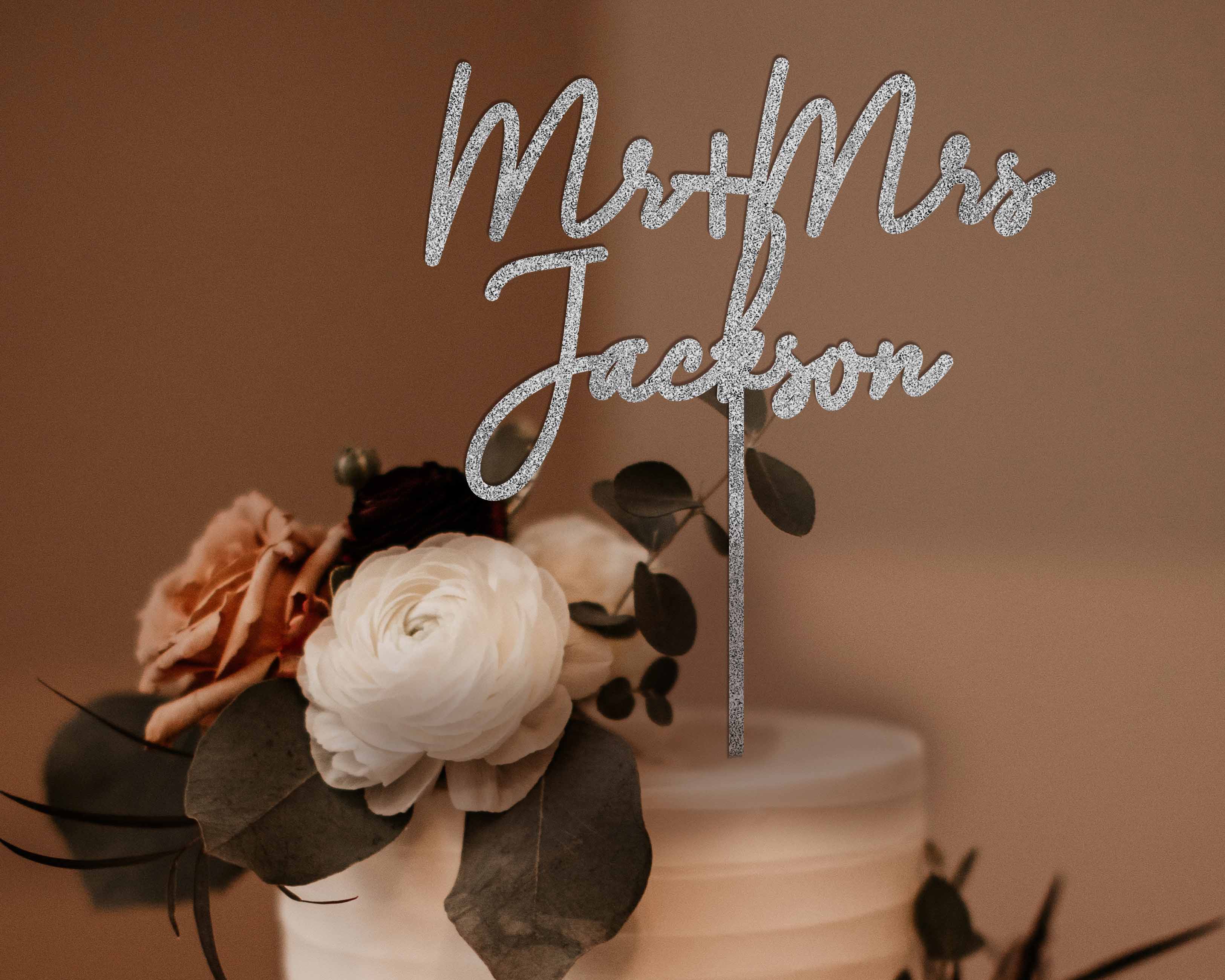 Custom Wedding Cake Topper - Mr + Mrs Jackson - Hundred Hearts
